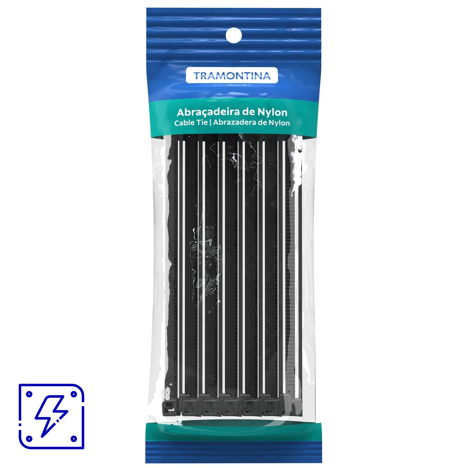 Abraçadeira de Nylon 151X3,70 mm Tramontina Preta, pacote com 100 unidades 8 UNIDADES EMB.MINIMA