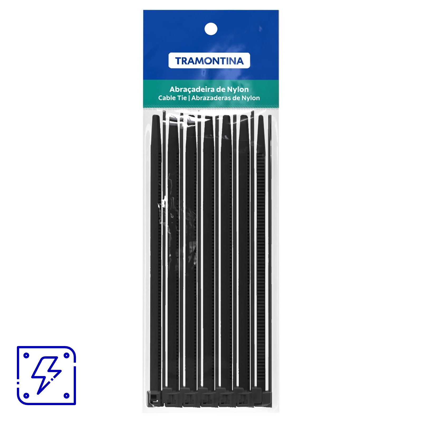 Abraçadeira de Nylon 190x3,4 mm Tramontina Preta, pacote com 30 unidades 20 UNIDADES EMB.MINIMA
