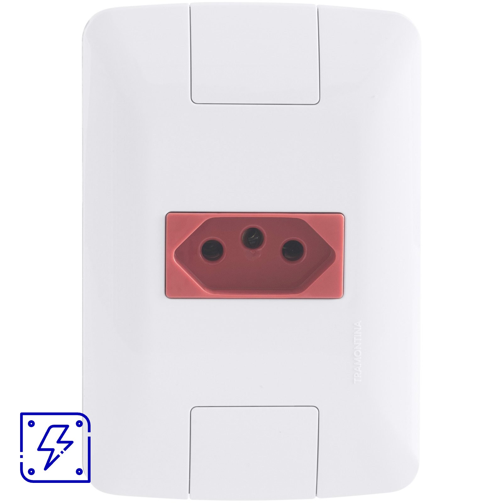 Conjunto 4x2 com 1 Tomada 2P+T Tramontina Aria 20 A 250 V Branco e Vermelho 20 UNIDADES EMB.MINIMA