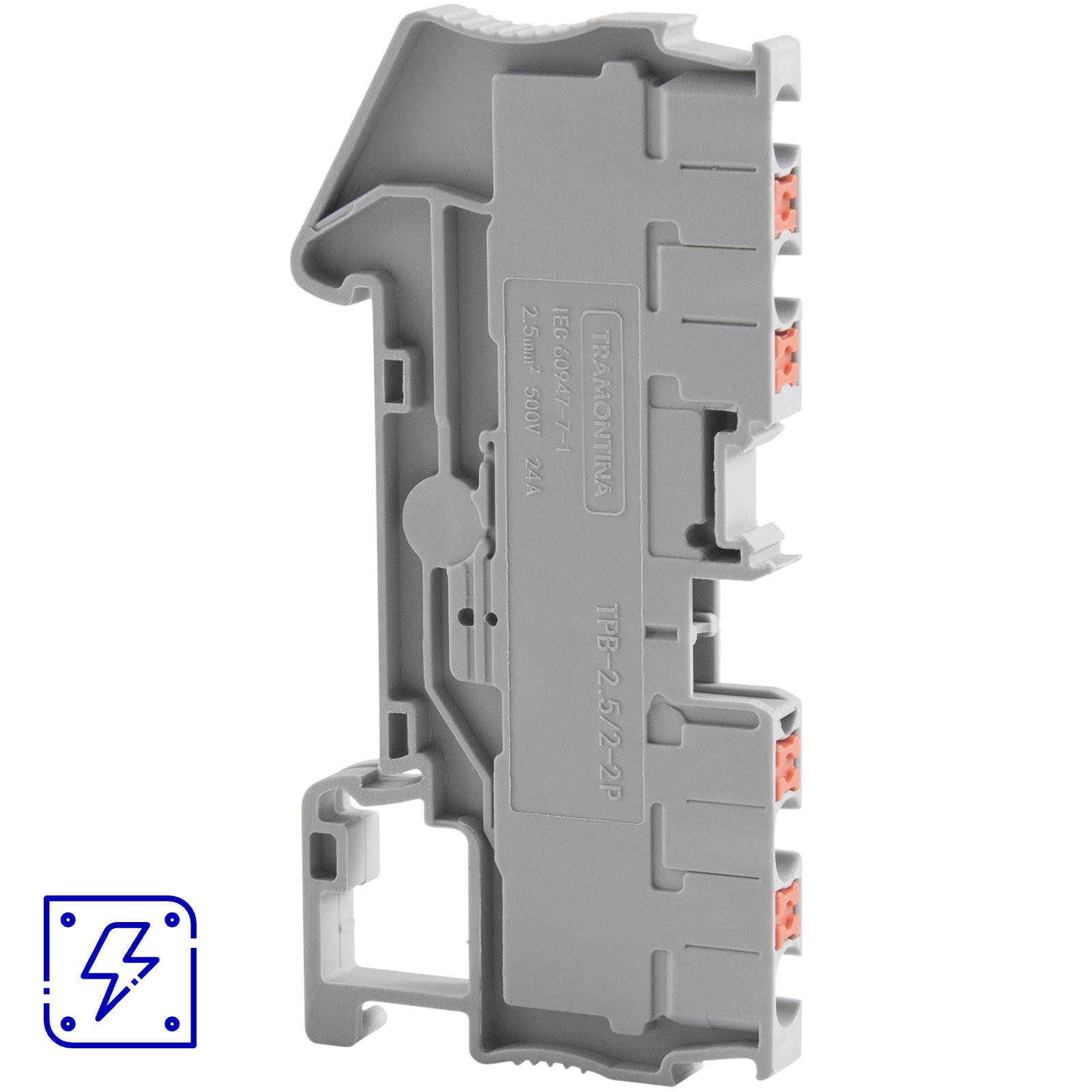 Borne de Conexão Push-In Cinza 2,5 mm² Duplo Tramontina TPB-2.5/2-2P 100 UNIDADES EMB.MINIMA