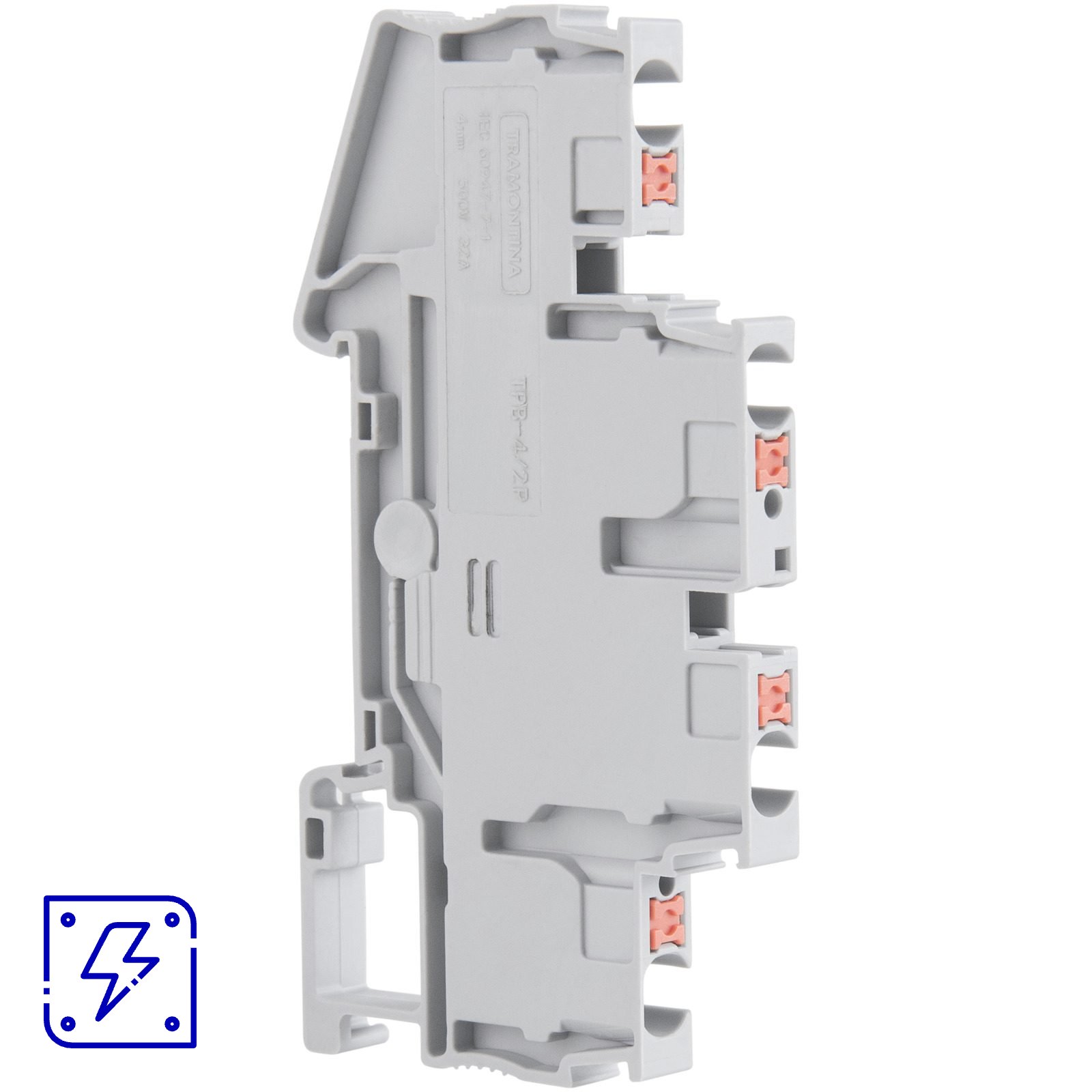 Borne de Conexão Push-In Cinza 4 mm² com 2 Conexões Tramontina TPB-4/2P 50 UNIDADES EMB.MINIMA