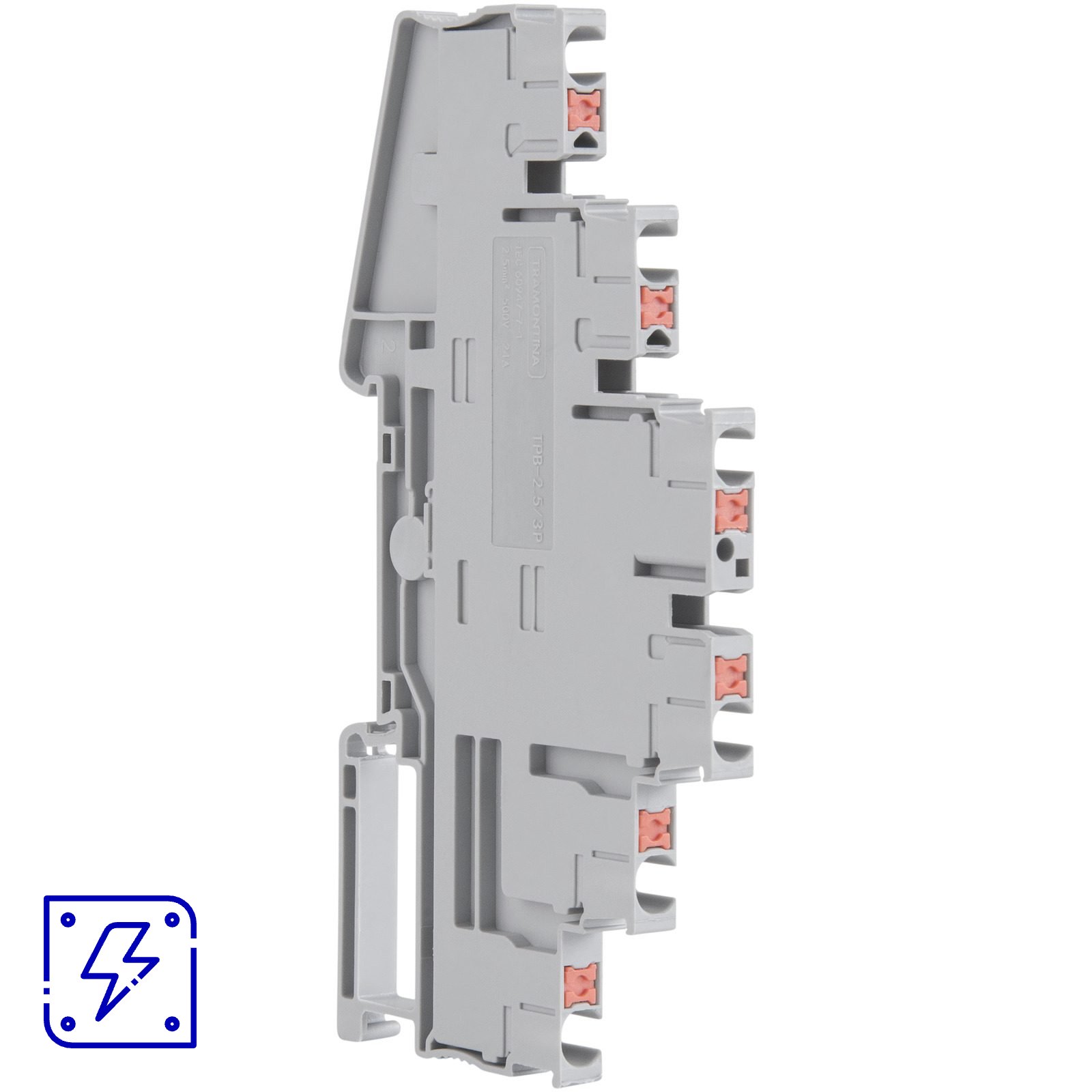 Borne de Conexão Push-In Cinza 2,5 mm² com 3 Conexões Tramontina TPB-2.5/3P 50 UNIDADES EMB.MINIMA