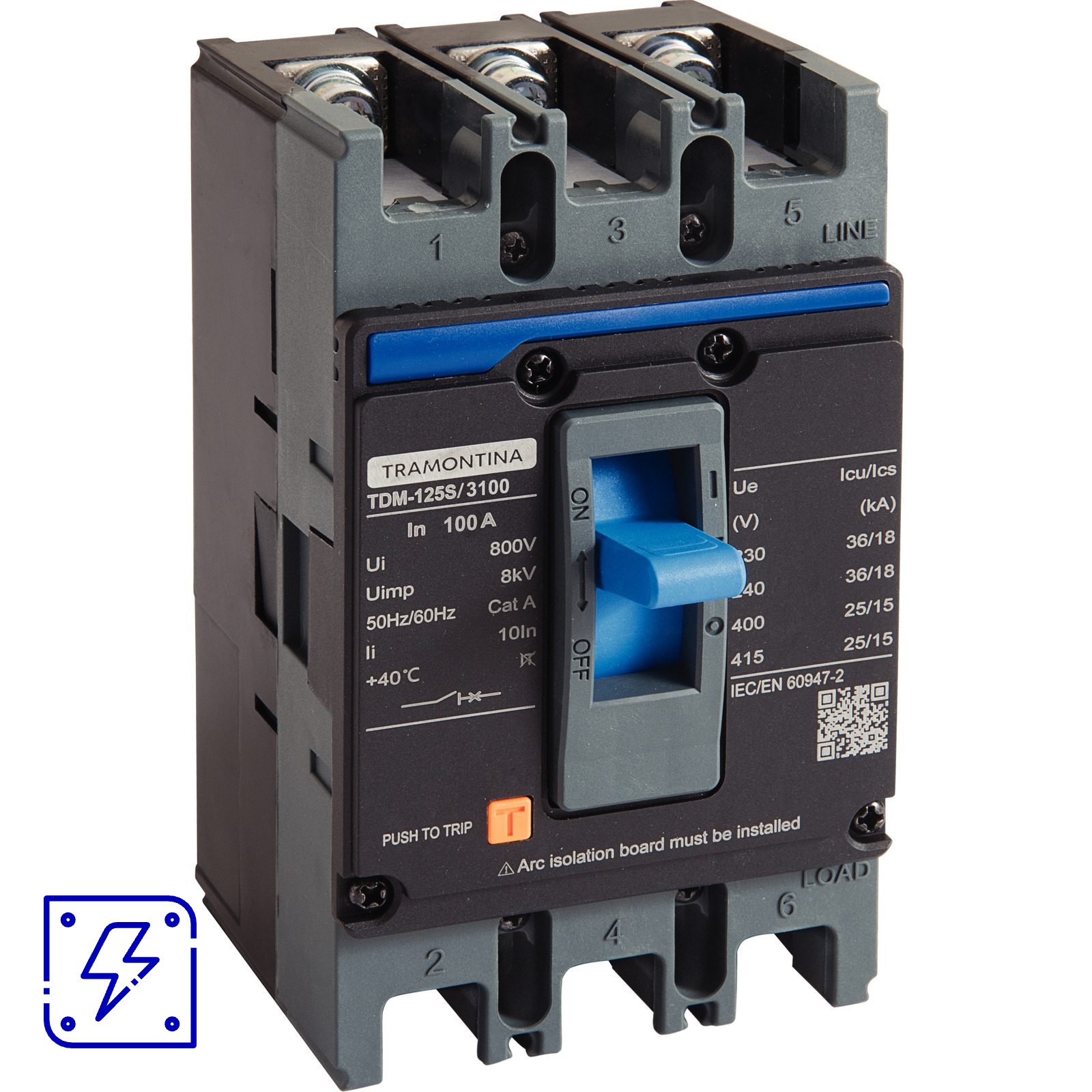 Disjuntor Caixa Moldada Tramontina TDM-125S 3P 100A 36kA 1 UNIDADES EMB.MINIMA