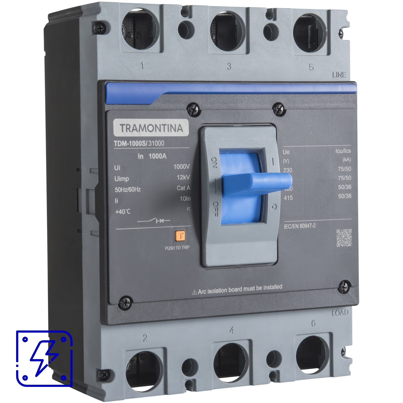 Disjuntor Caixa Moldada Tramontina TDM-1000S 3P 1000A 75kA 1 UNIDADES EMB.MINIMA