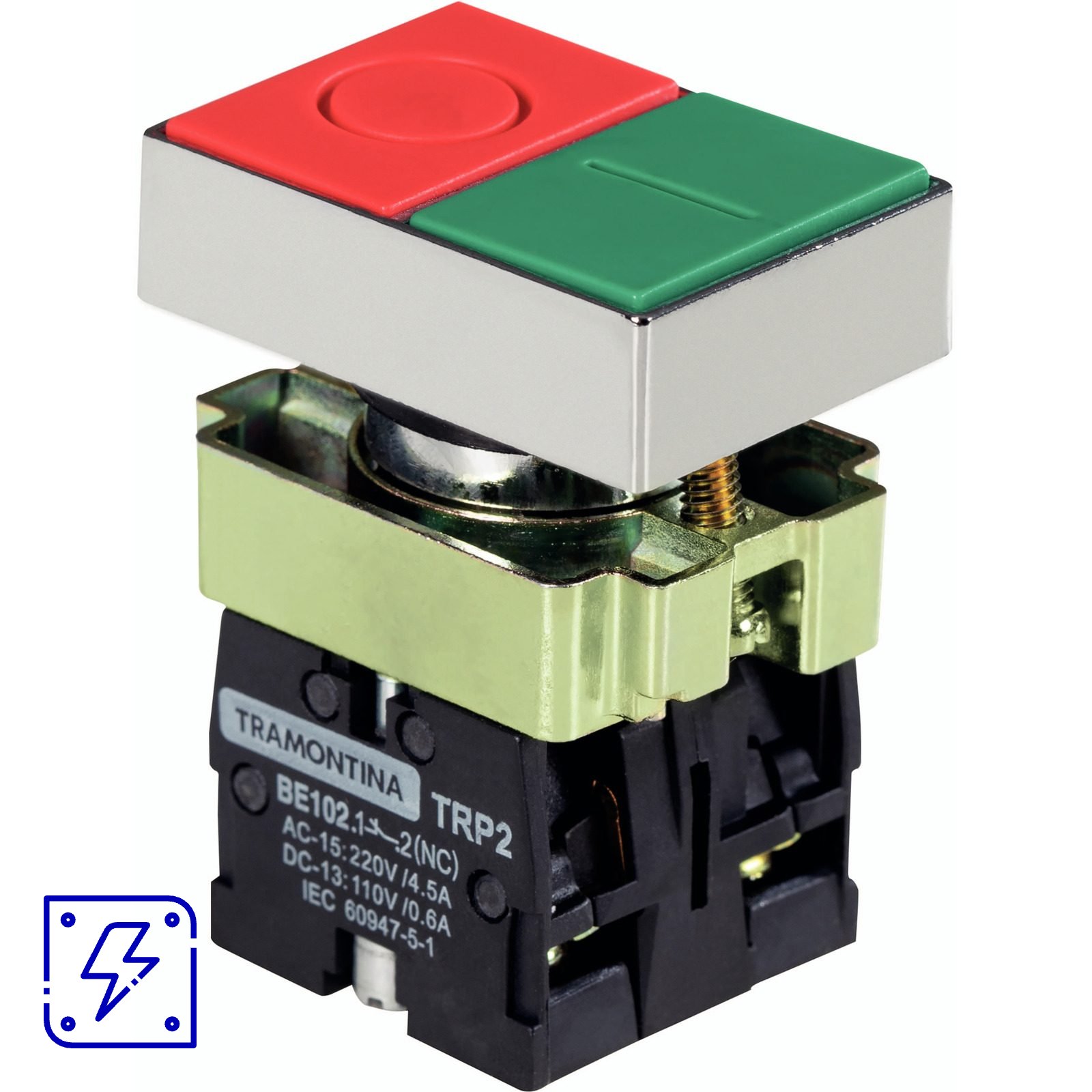 Botão Duplo Tramontina TRP2-BL8325 1NA+1NF com Base de Metal 10 UNIDADES EMB.MINIMA