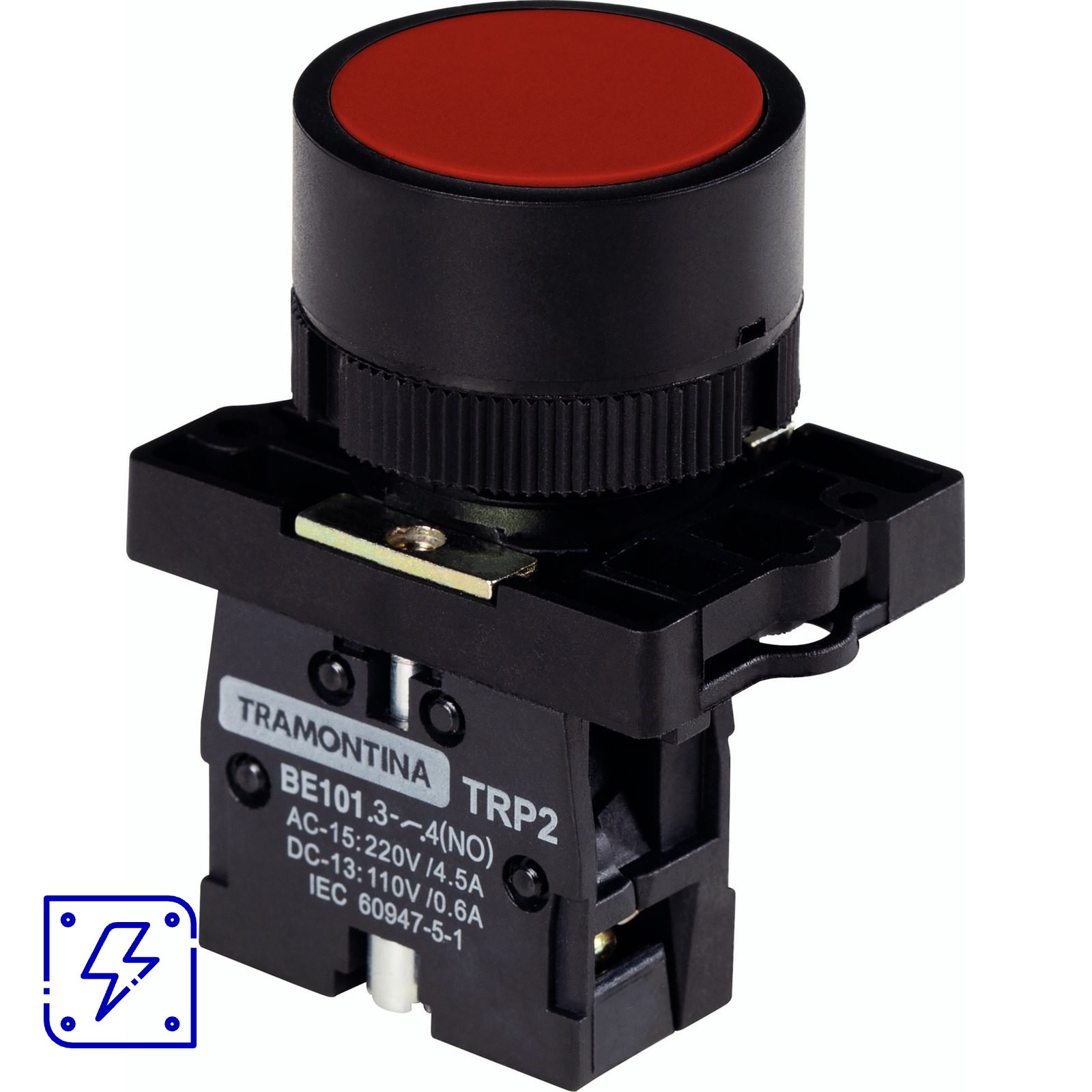 Botão de Impulso Tramontina TRP2-EA41 1NA Vermelho com Base de Plástico 10 UNIDADES EMB.MINIMA