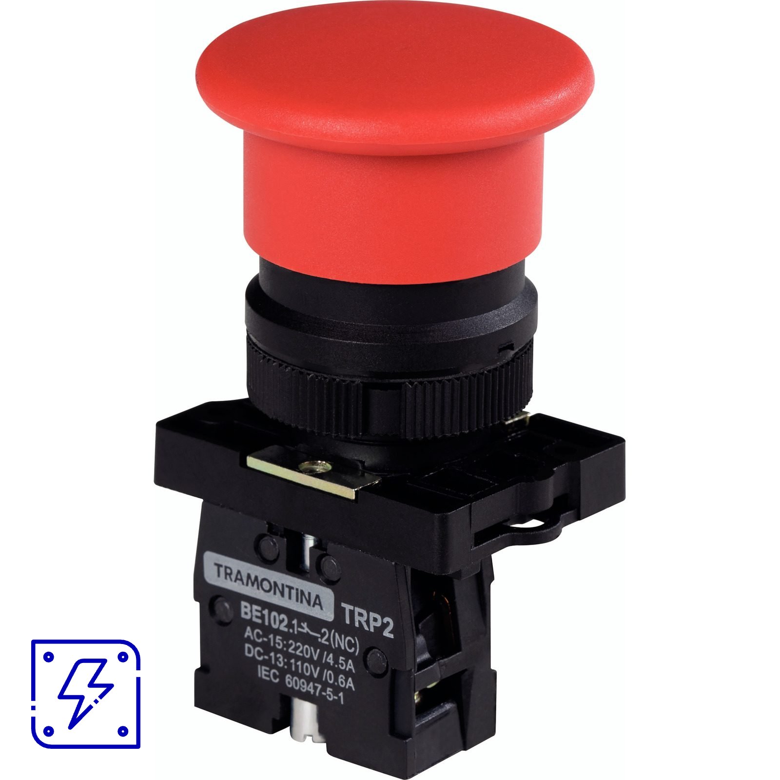 Botão Cogumelo Tramontina TRP2-EC42 1NF Vermelho com Base de Plástico 10 UNIDADES EMB.MINIMA