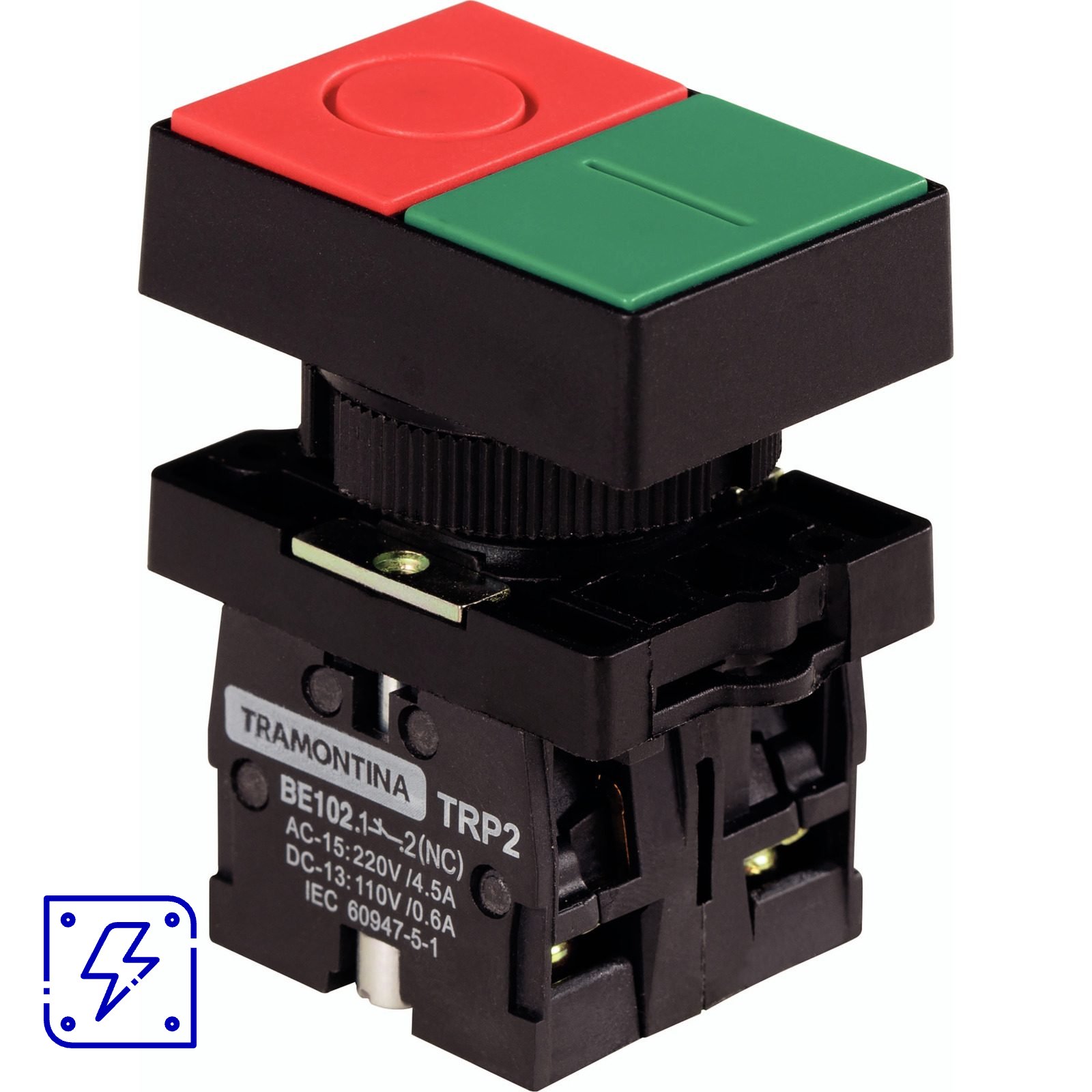 Botão Duplo Tramontina TRP2-EL8325 1NA+1NF com Base de Plastico 10 UNIDADES EMB.MINIMA