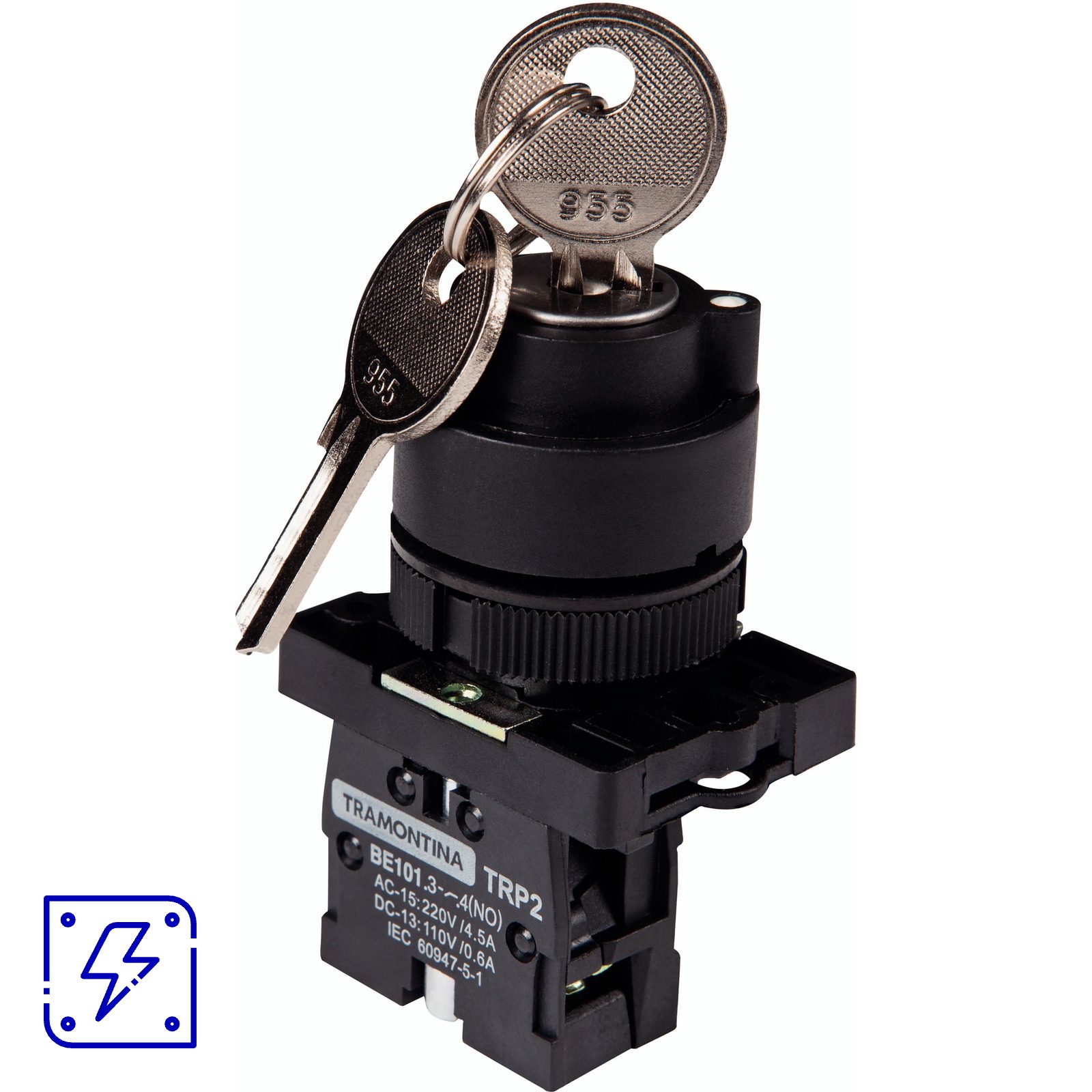 Botão Seletor com Chave Tramontina TRP2-EG21 1NA 2 Posições com Base de Plástico 10 UNIDADES EMB.MINIMA
