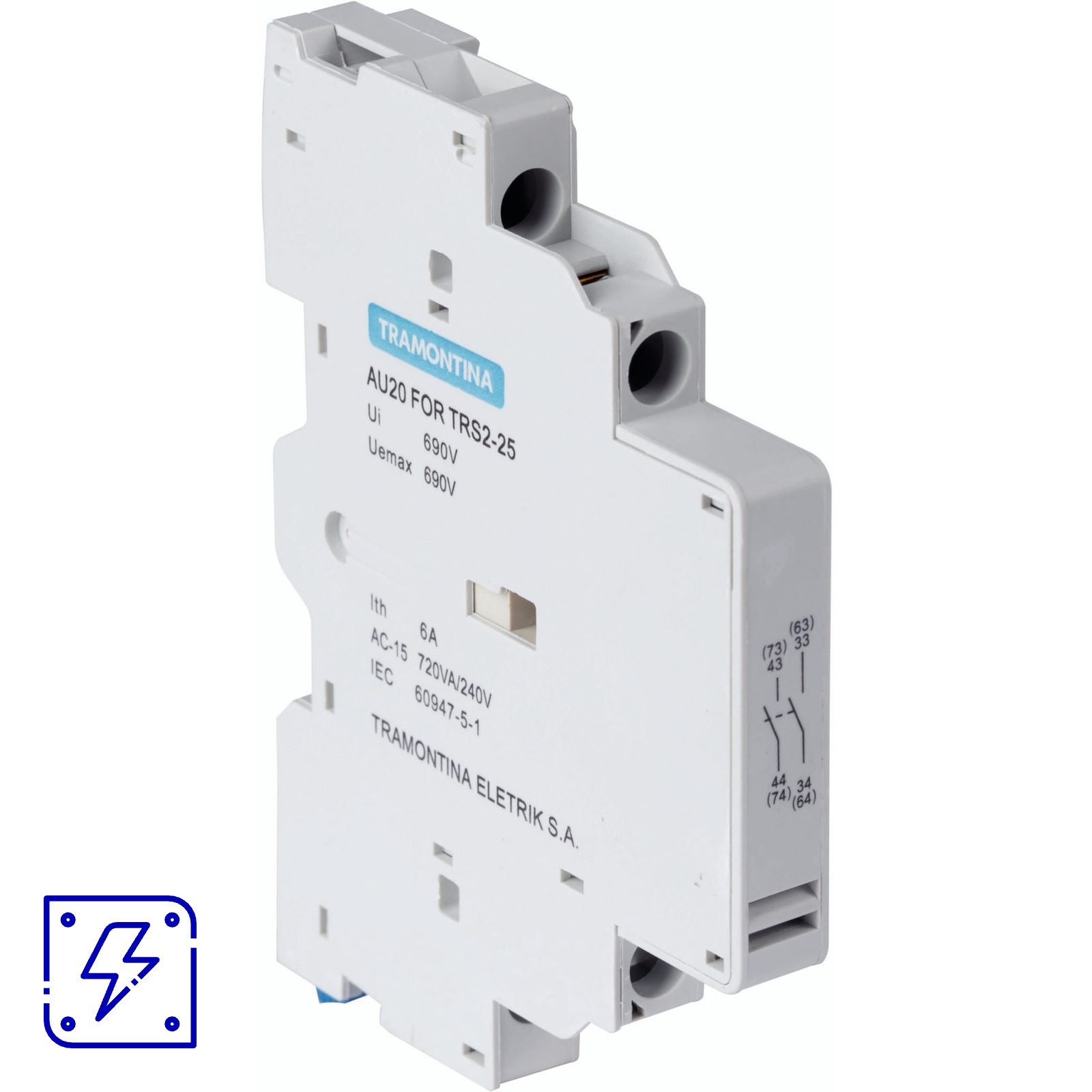 Contato Lateral Tramontina AU20 para Disjuntor Motor TRS2-25 4 UNIDADES EMB.MINIMA