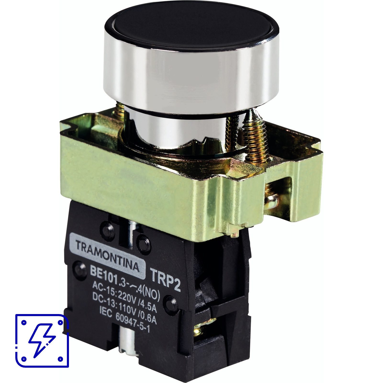 Botão de Impulso Tramontina TRP2-BA21 1NA Preto com Base de Metal 10 UNIDADES EMB.MINIMA