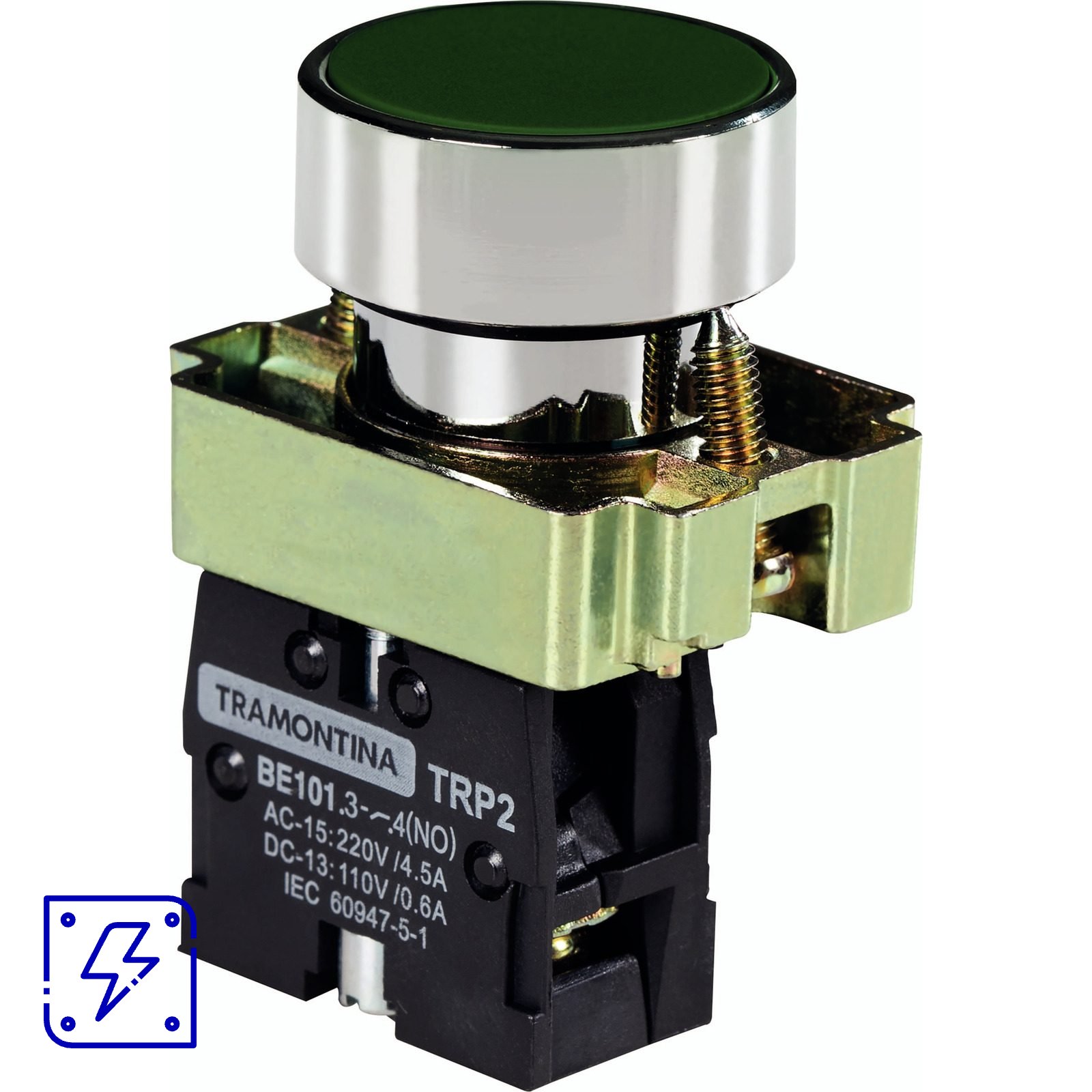 Botão de Impulso Tramontina TRP2-BA31 1NA Verde com Base de Metal 10 UNIDADES EMB.MINIMA
