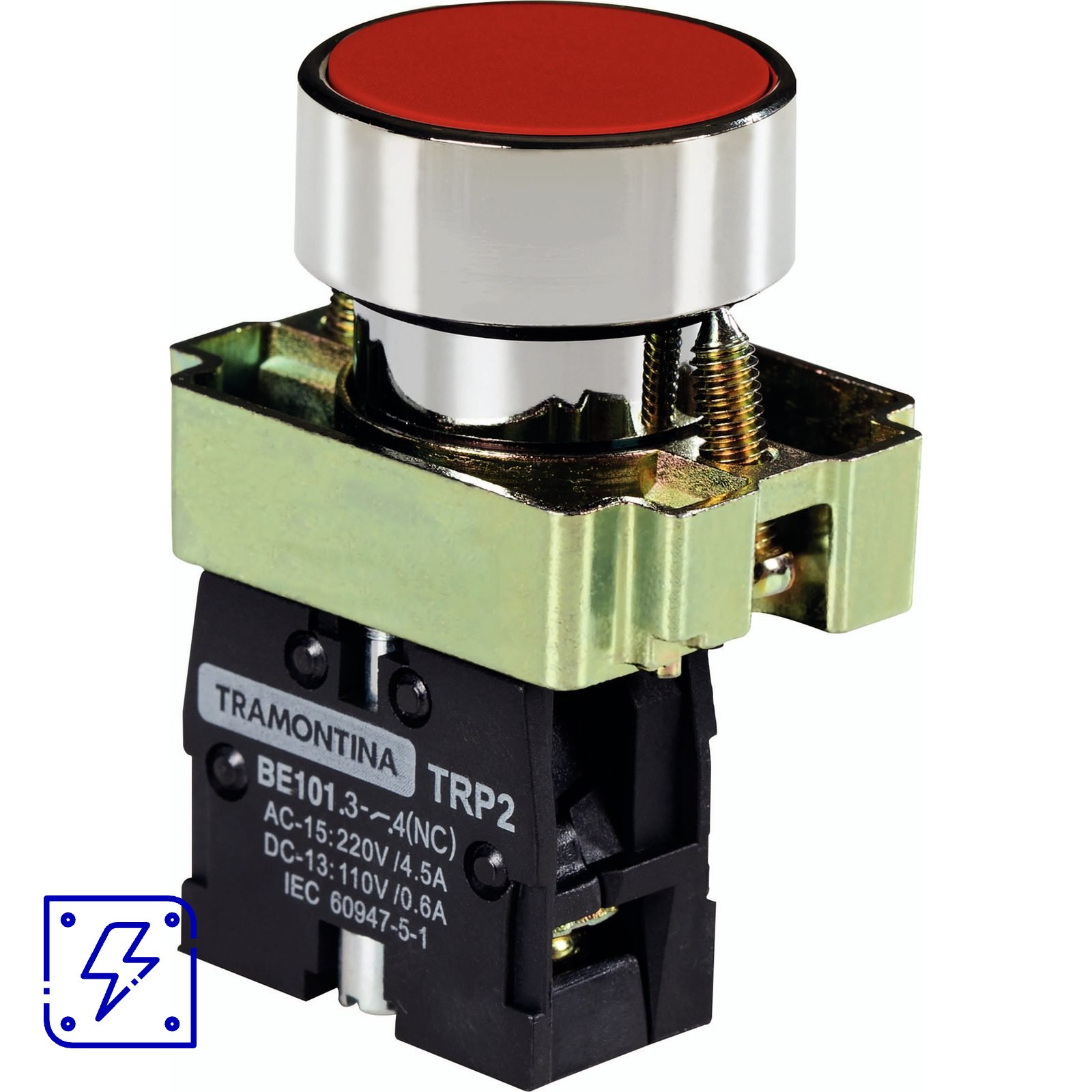 Botão de Impulso Tramontina TRP2-BA42 1NF Vermelho com Base de Metal 10 UNIDADES EMB.MINIMA