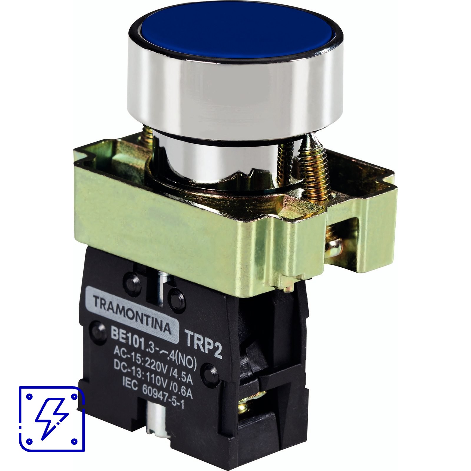 Botão de Impulso Tramontina TRP2-BA61 1NA Azul com Base de Metal 10 UNIDADES EMB.MINIMA