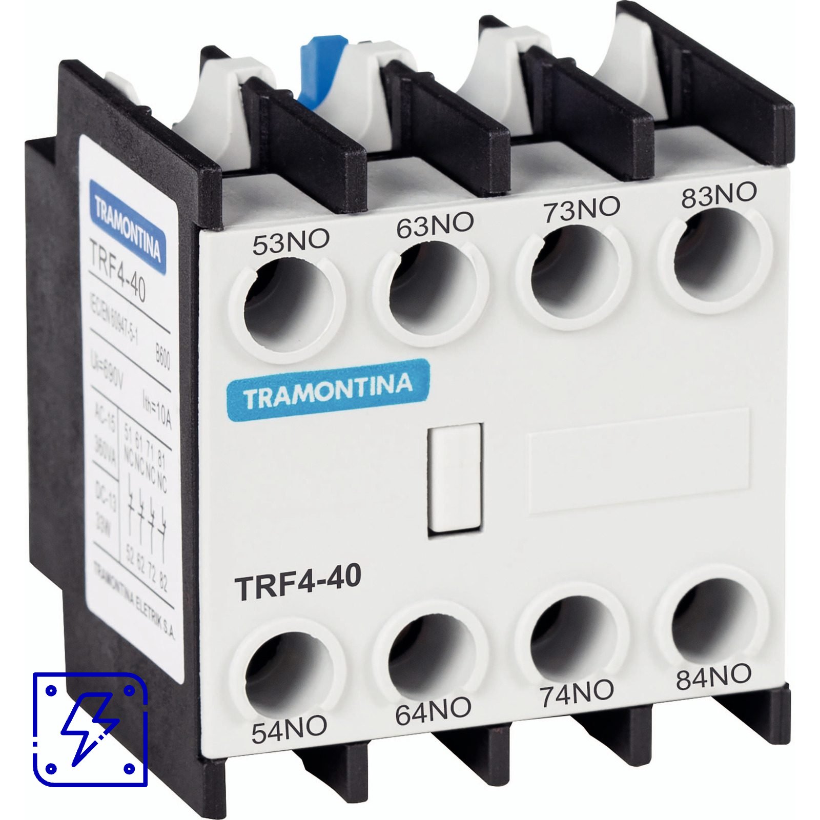 Contato Auxiliar Frontal para Contator Tramontina TRF4-40 4NA 10 UNIDADES EMB.MINIMA
