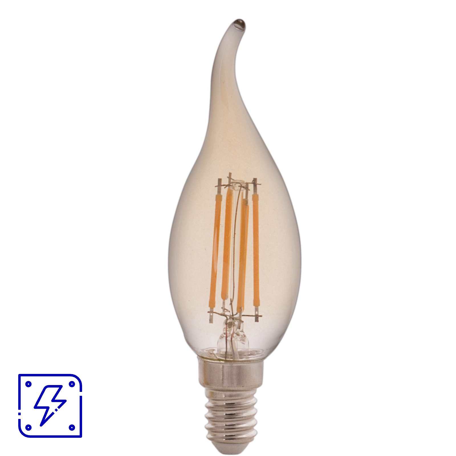 Lâmpada LED de Filamento Vela Chama Tramontina CF35 Base E14 4 W 2200 K Luz Amarela Âmbar 50 UNIDADES EMB.MINIMA