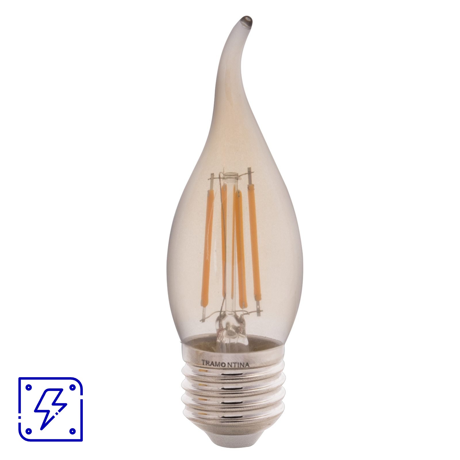 Lâmpada LED de Filamento Vela Chama Tramontina CF35 Base E27 4 W 2200 K Luz Amarela Âmbar 50 UNIDADES EMB.MINIMA