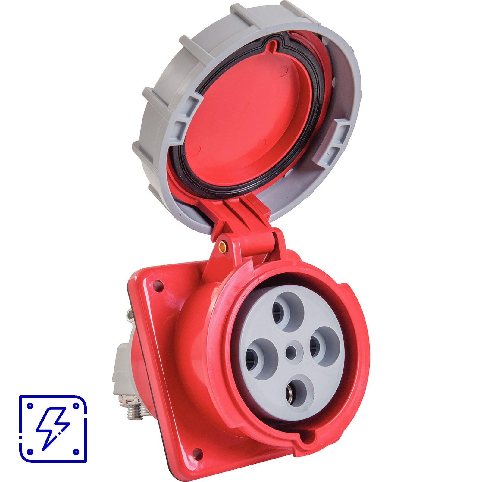 Tomada de Embutir Industrial 3P+T 125 A 380-415 Vca 6 H Tramontina 2 UNIDADES EMB.MINIMA
