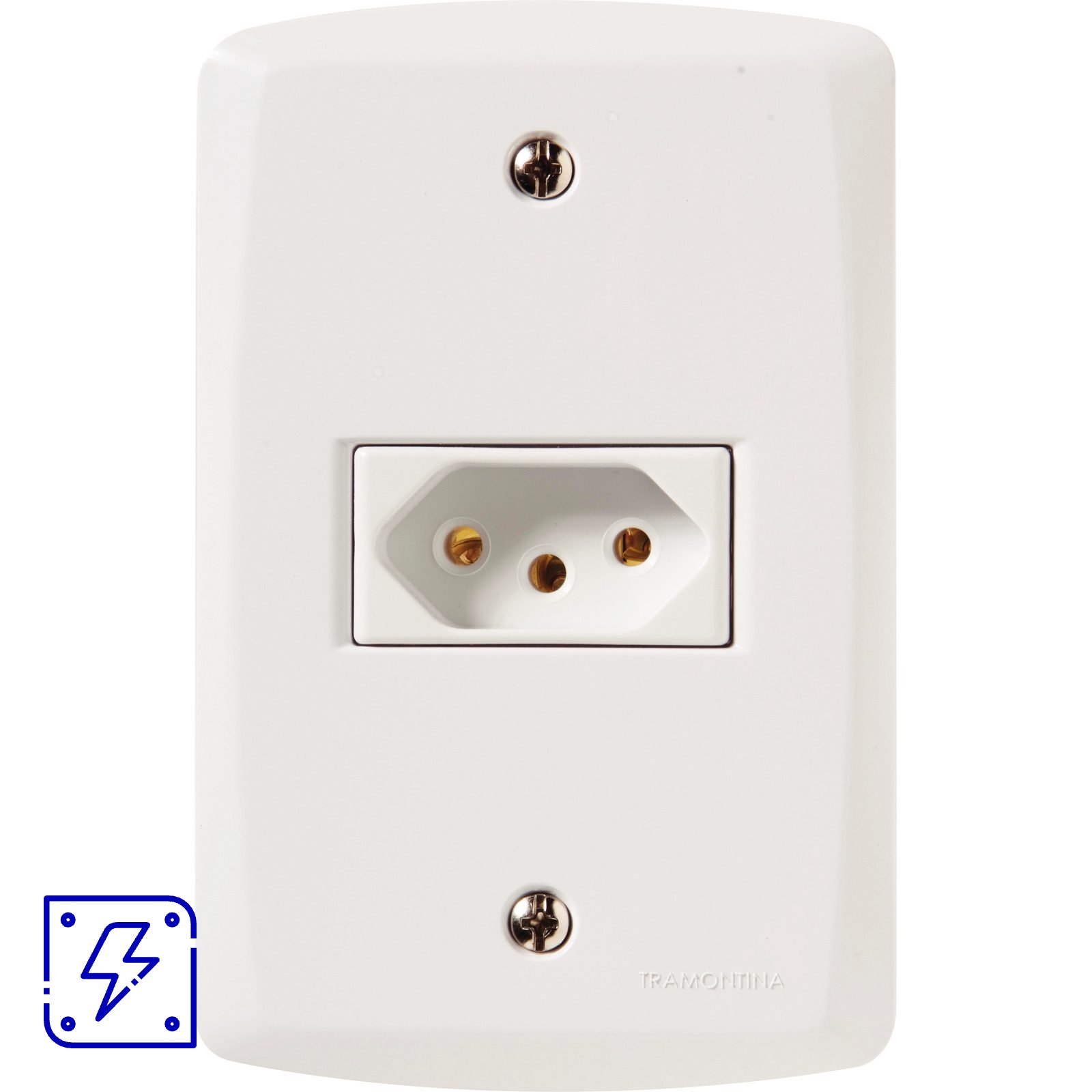 Conjunto 4x2 com 1 Tomada 2P+T 10 A 250 V Tramontina Lux2 Branco 120 unidades 120 UNIDADES EMB.MINIMA