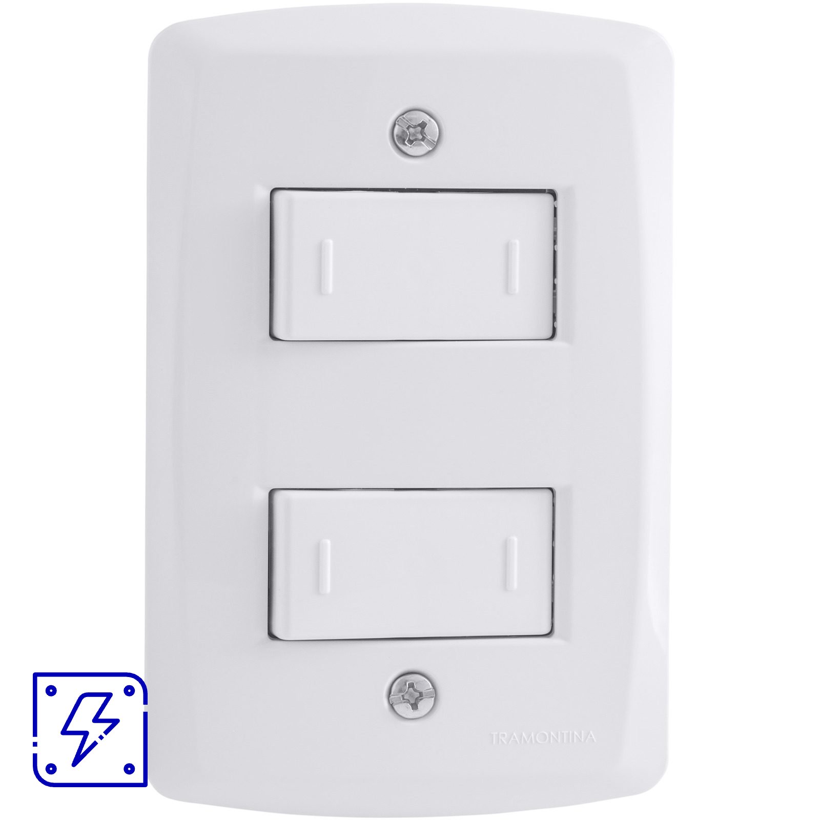 Conjunto 4x2 com 2 Interruptores Paralelos 10 A 250 V Tramontina Lux2 Branco 10 UNIDADES EMB.MINIMA