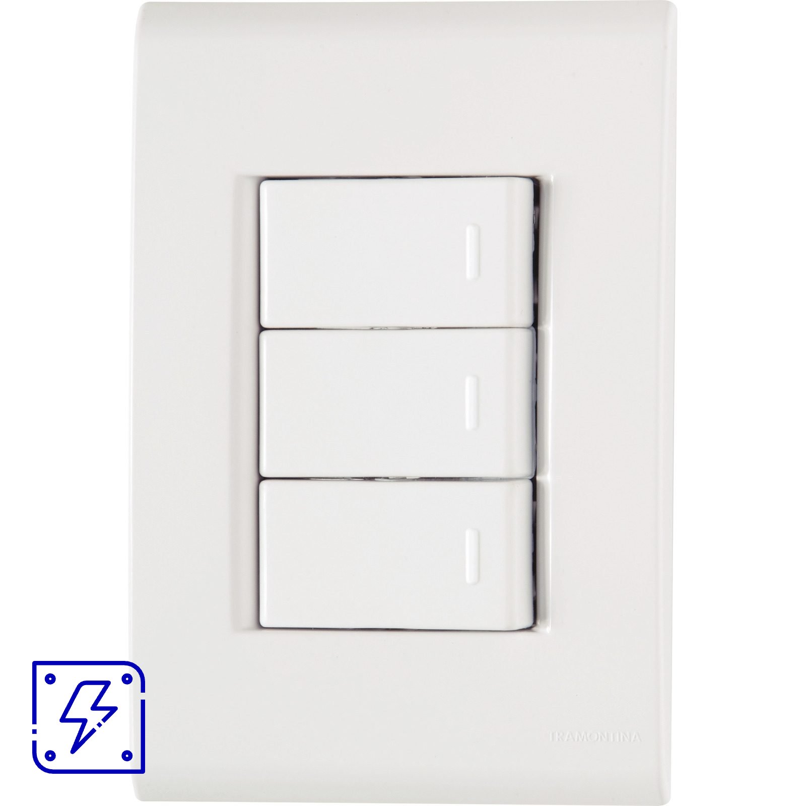 Conjunto 4x2 com 3 Interruptores Simples Tramontina Liz 10 A 250 V Branco 10 UNIDADES EMB.MINIMA