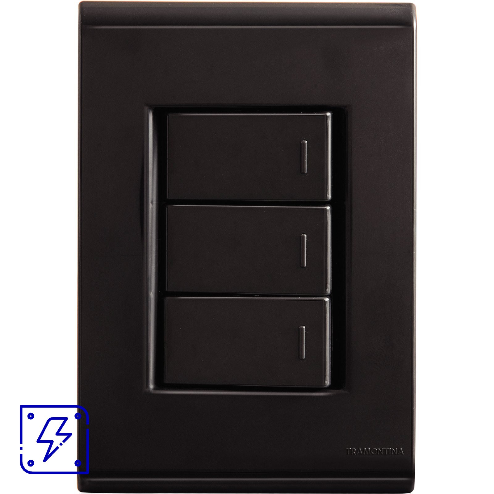 Conjunto 4x2 com 3 Interruptores Simples 10 A 250 V Tramontina Liz Grafite 10 UNIDADES EMB.MINIMA