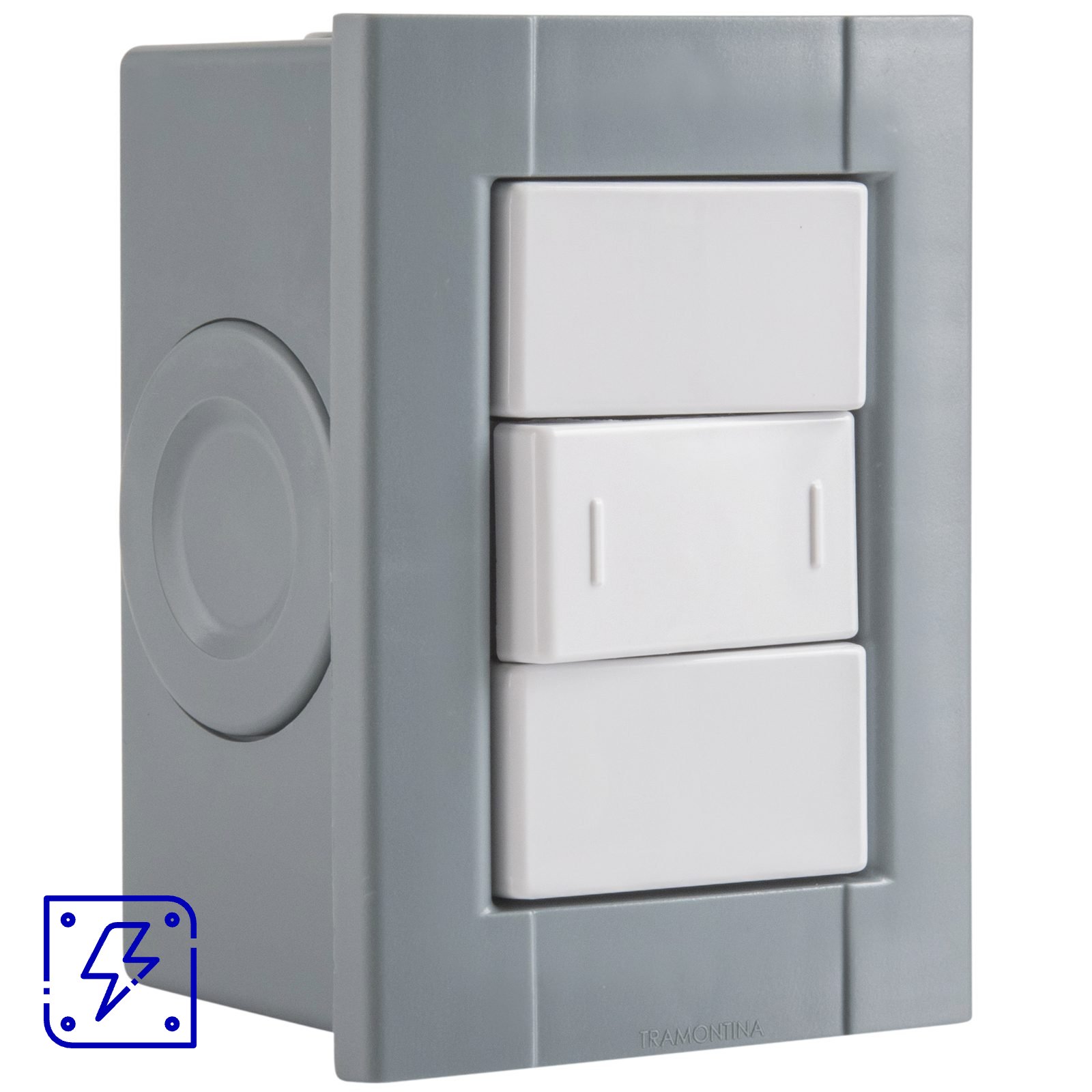 Conjunto de 1 Interruptor Paralelo Tramontina Plastibox Cor Cinza 10 A 250 V 12 UNIDADES EMB.MINIMA