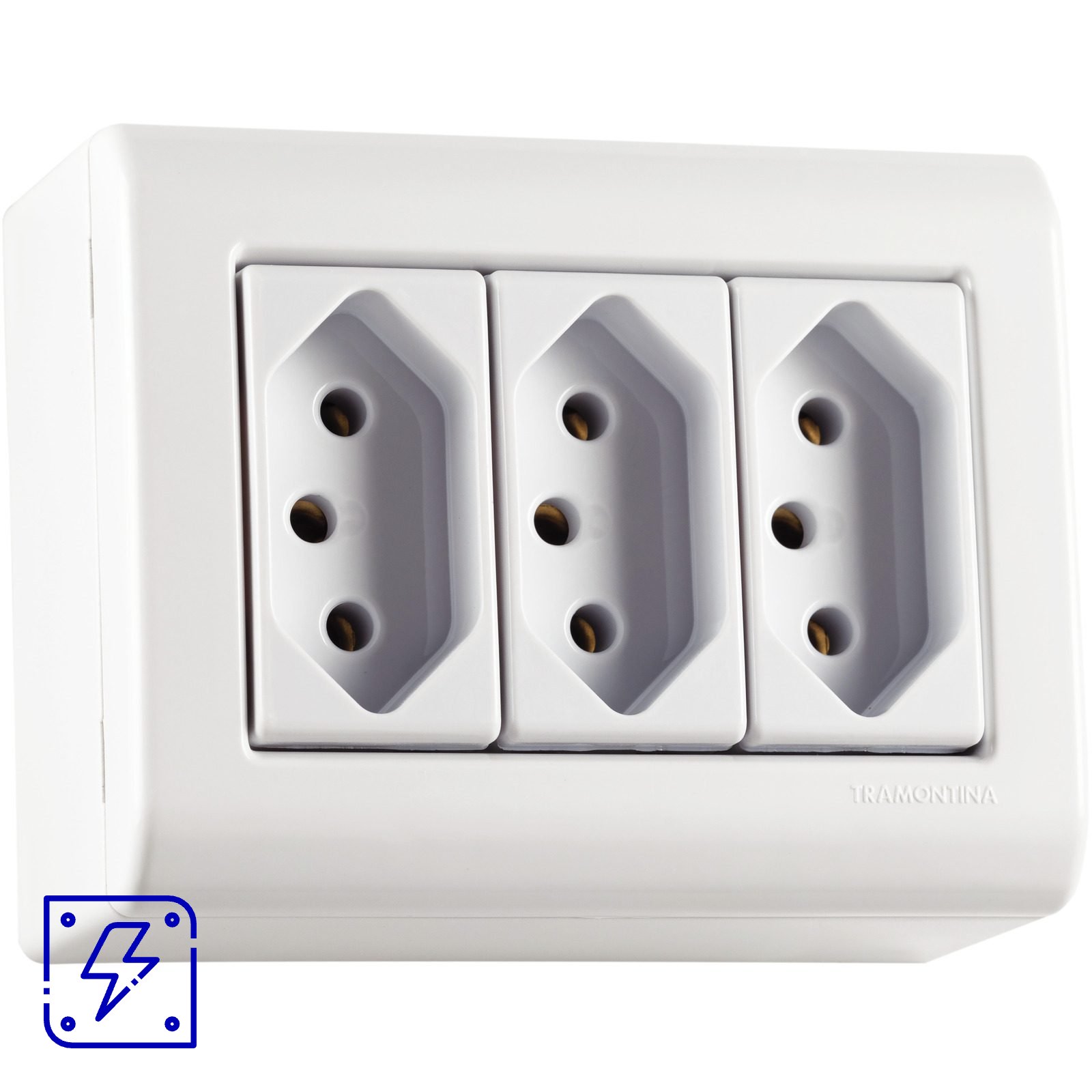 Caixa de Sobrepor com 3 Tomadas 2P+T 20 A 250 V Tramontina Lizflex Branca 10 UNIDADES EMB.MINIMA