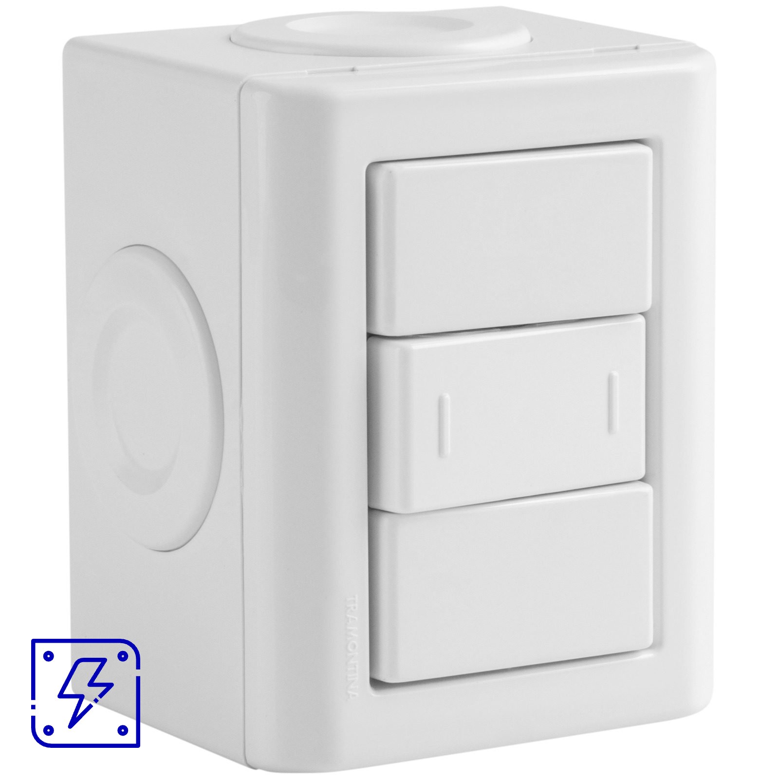 Conjunto Lizflex multiuso X branco c/1 interruptor paralelo 10A/250V branco + 3 tampões 12 UNIDADES EMB.MINIMA