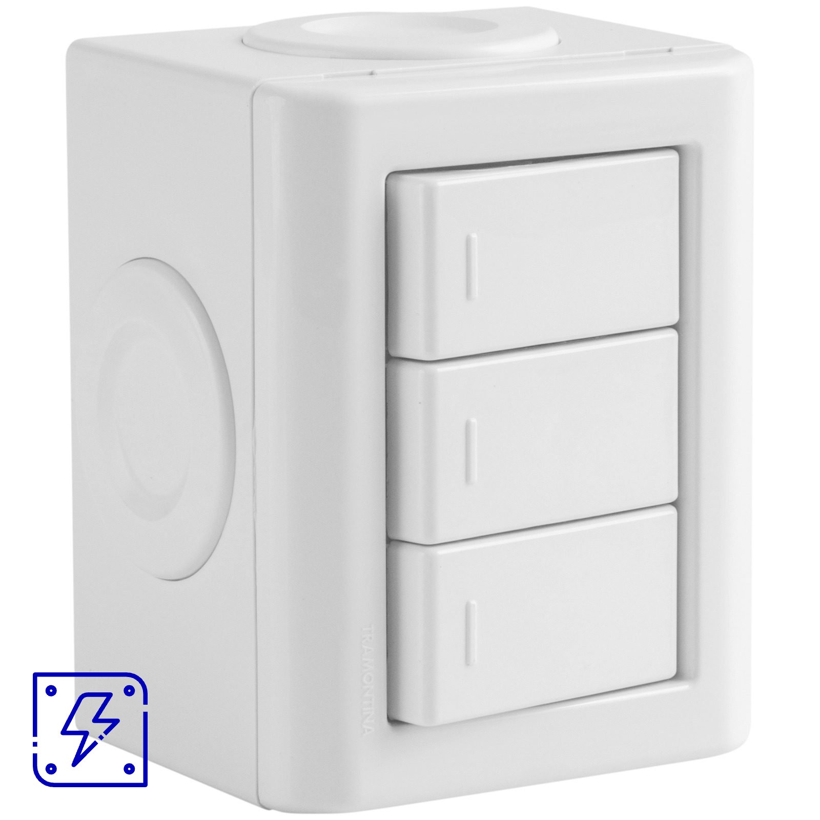 Conjunto Lizflex multiuso X branco c3 interruptores simples 10A/250V brancos + 3 tampões 12 UNIDADES EMB.MINIMA