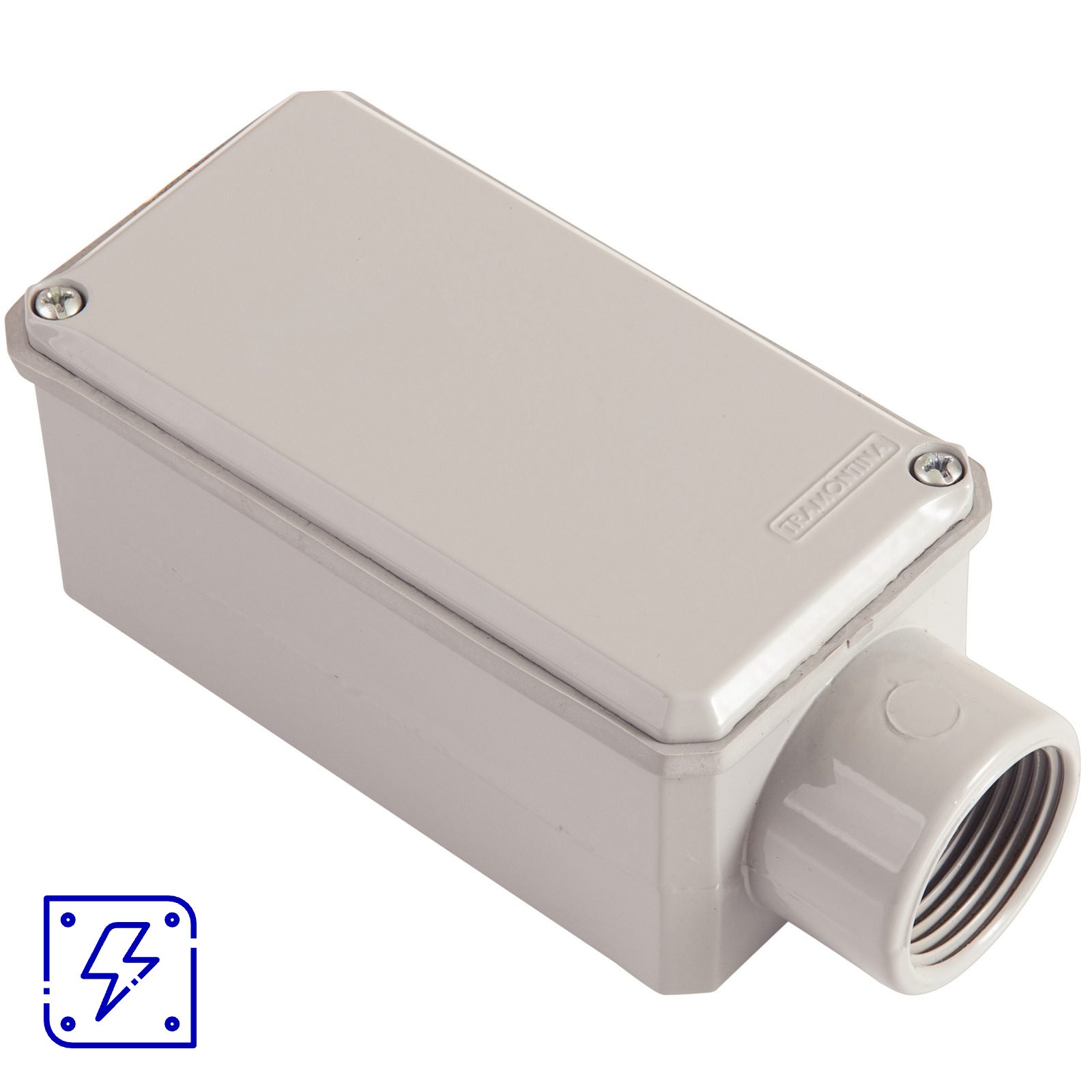 Condulete Fixo Tramontina Tipo E Rosca NPT 1.1/2" Com Tampa Com Pintura Cinza 6 UNIDADES EMB.MINIMA