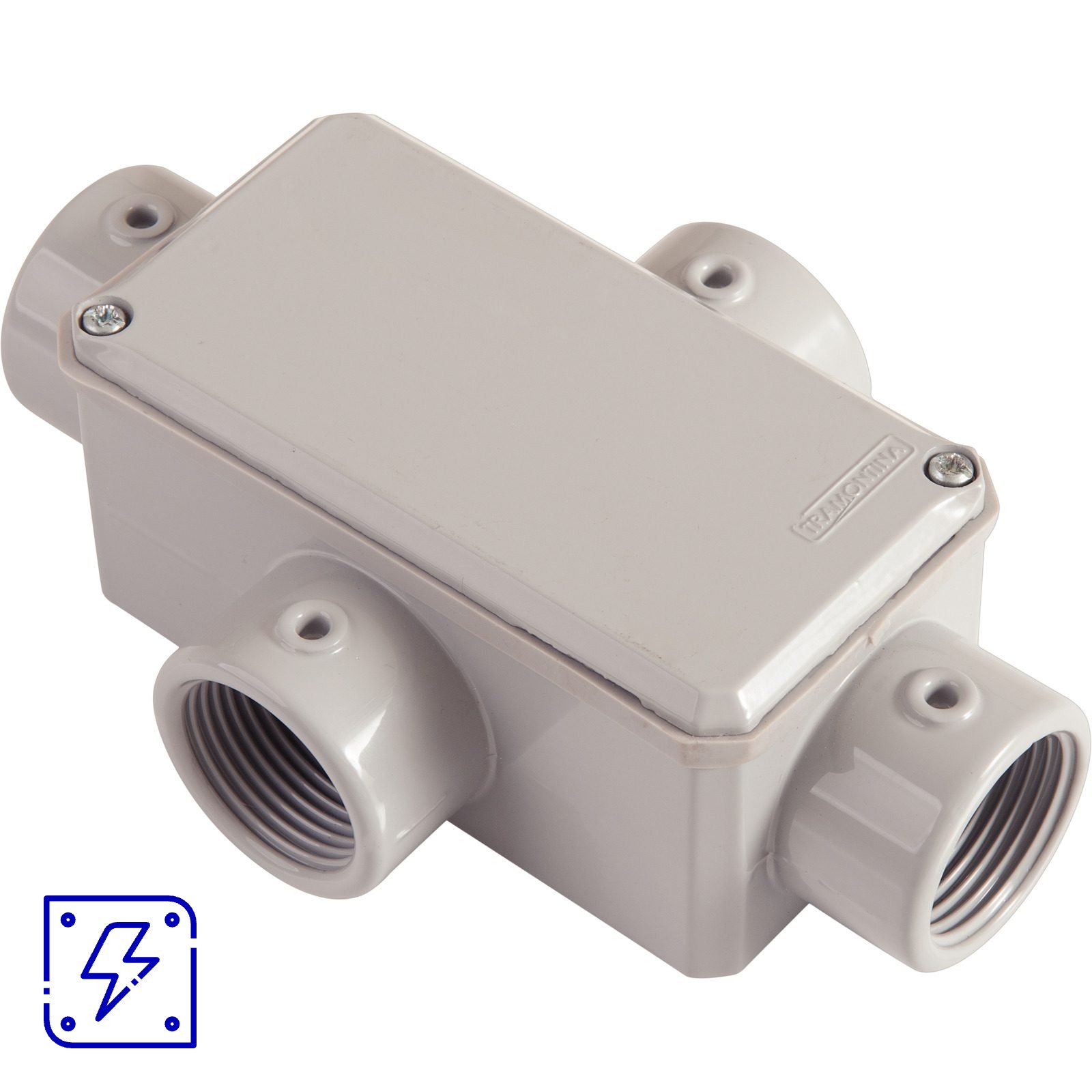 Condulete Tipo X 1.1/4" Fixo Tramontina com Tampa com Rosca NPT e com Pintura Eletrostática a Pó 6 UNIDADES EMB.MINIMA