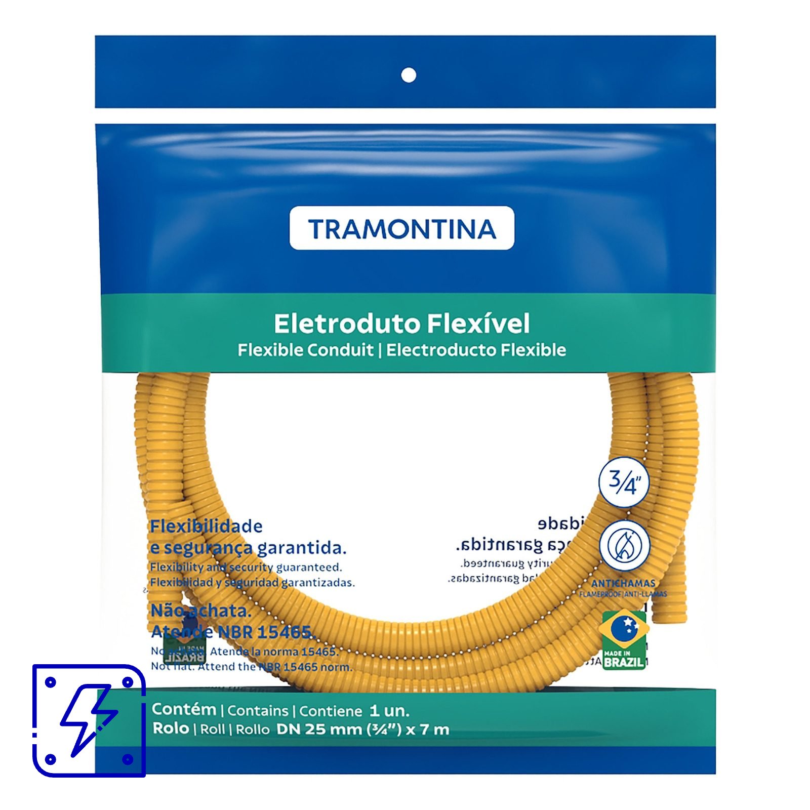 Eletroduto Corrugado Leve Flexível DN25 3/4" Tramontina 7 m 12 UNIDADES EMB.MINIMA
