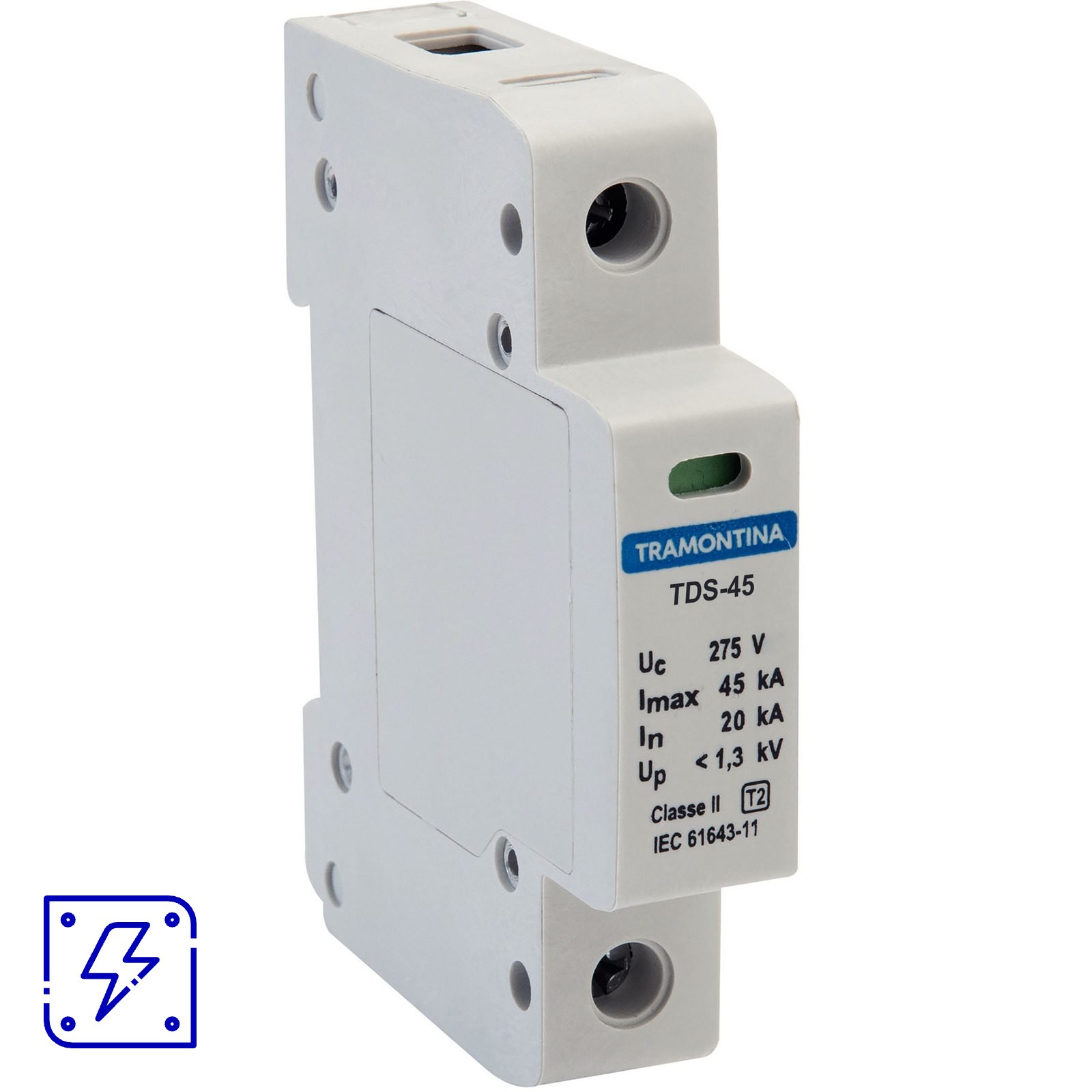 Dispositivo de Proteção Contra Surtos Tramontina TDS 1 P 45 kA 275 V Classe II 12 UNIDADES EMB.MINIMA
