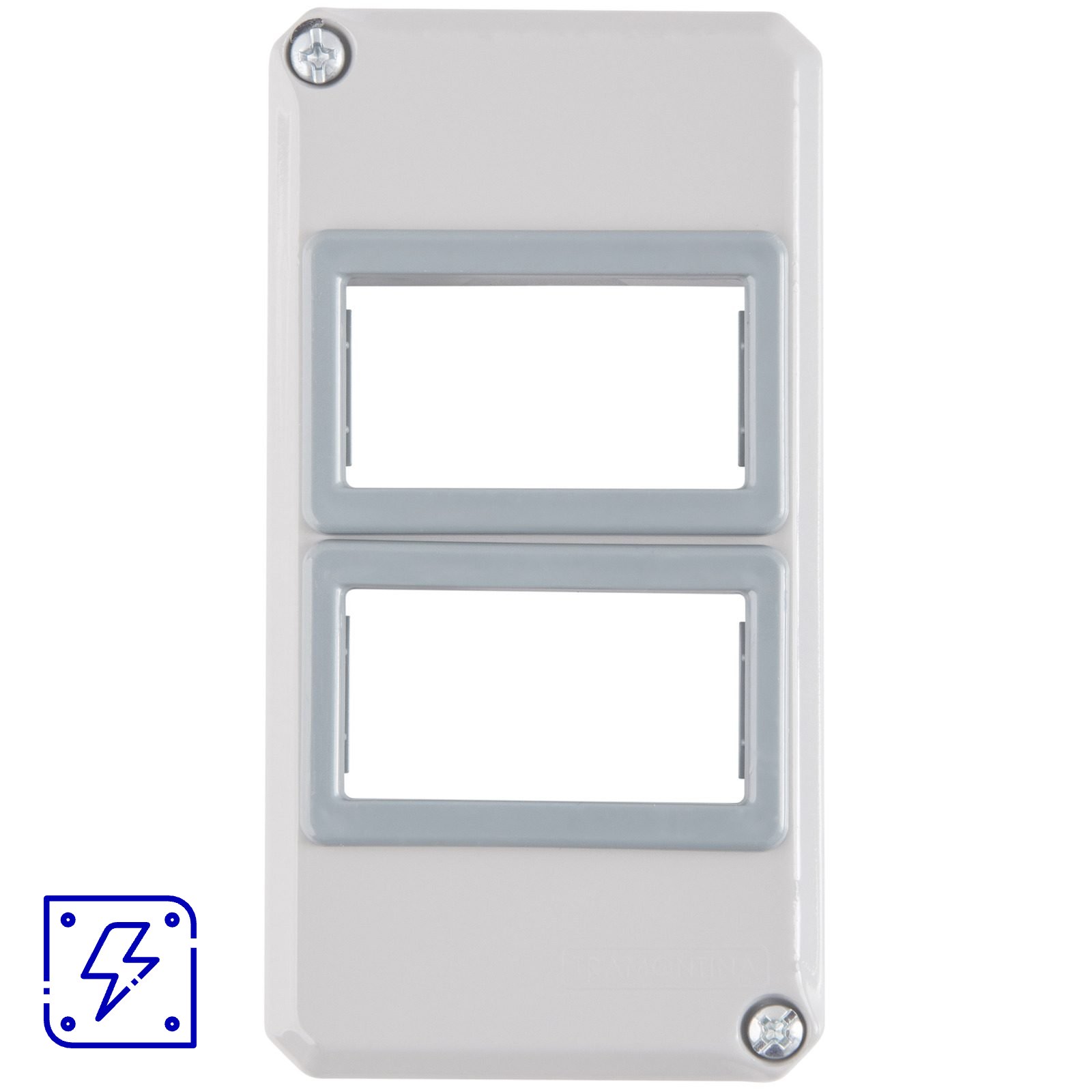 Tampa para Condulete 1" Tramontina com 2 Postos Horizontal para Sistema Modular e com Pintura Eletrostática a Pó 24 UNIDADES EMB.MINIMA