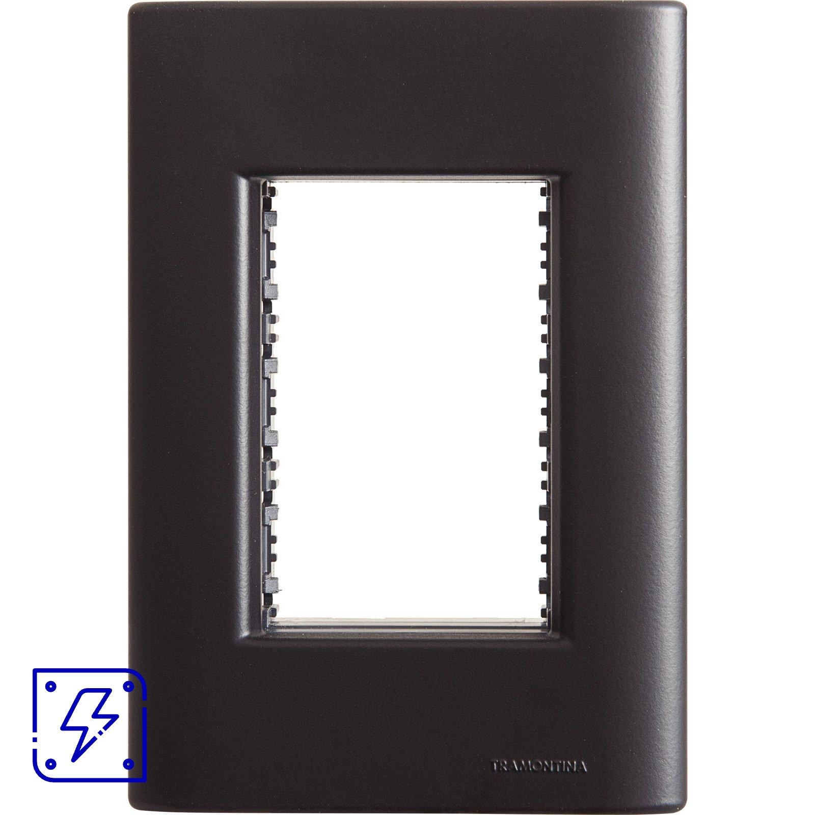 Placa 3 Postos 4x2 Tramontina Giz Preta Soft Touch com Suporte 20 UNIDADES EMB.MINIMA