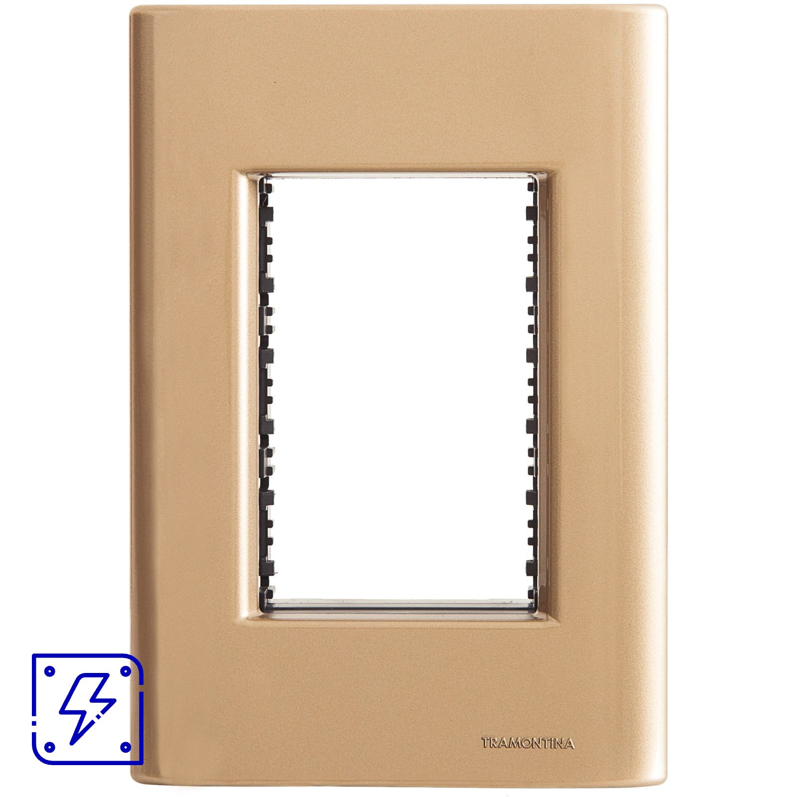 Placa 3 Postos 4x2 Tramontina Giz Ouro Metalizado com Suporte 20 UNIDADES EMB.MINIMA