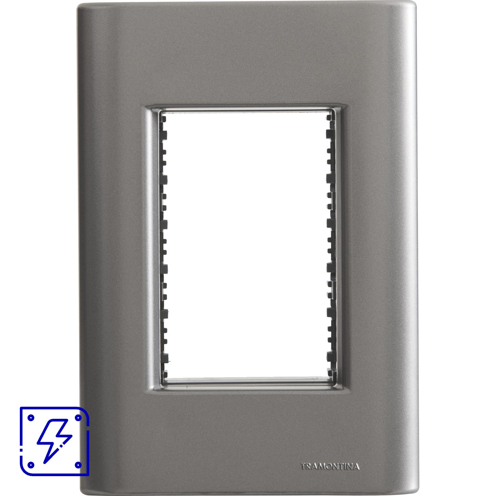 Placa 3 Postos 4x2 Tramontina Giz Onix Metalizado com Suporte 20 UNIDADES EMB.MINIMA