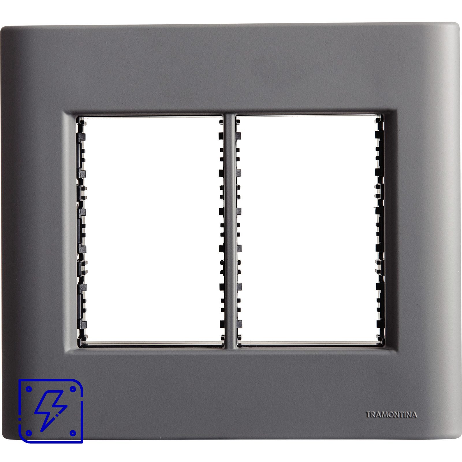 Placa 6 Postos 4x4 Tramontina Giz Titânio Soft Touch com Suporte 20 UNIDADES EMB.MINIMA