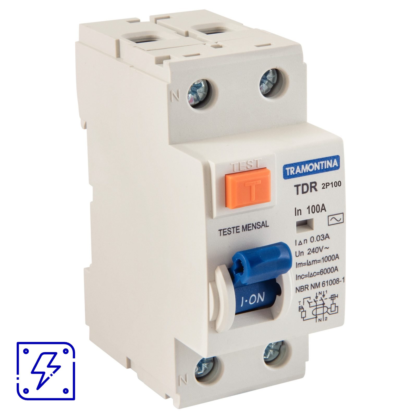 Interruptor TDR-100 2P 100 A 30 mA 6 KA Tramontina 1 UNIDADES EMB.MINIMA