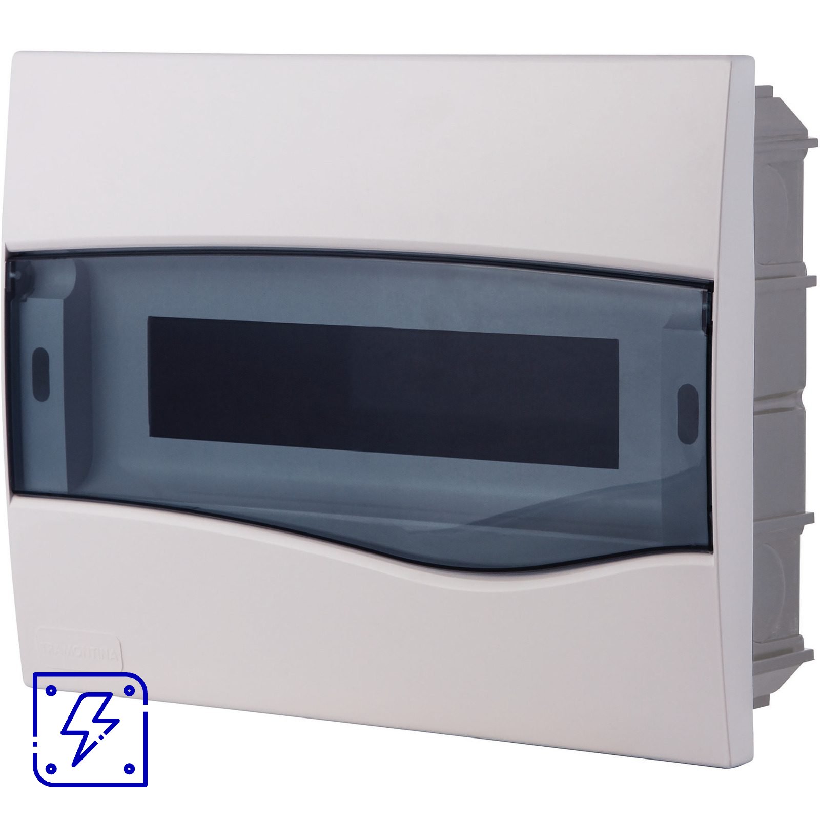 Quadro de Distribuição de Embutir 12 DIN ou 8 NEMA Tramontina com Porta Transparente 10 UNIDADES EMB.MINIMA