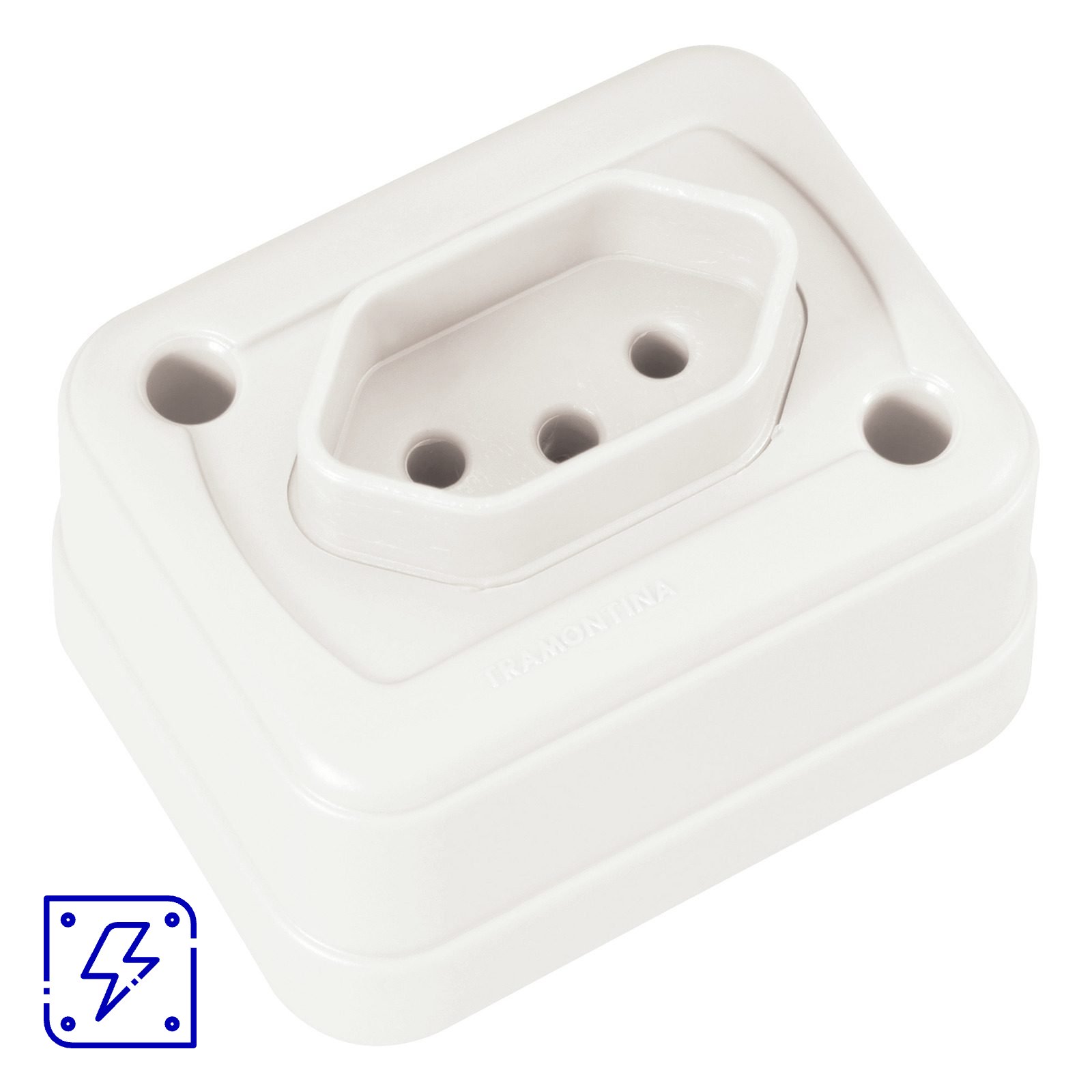 Tomada de Sobrepor 2P+T 10 A 250 V Tramontina Branco embalagem Flow Pack 30 UNIDADES EMB.MINIMA