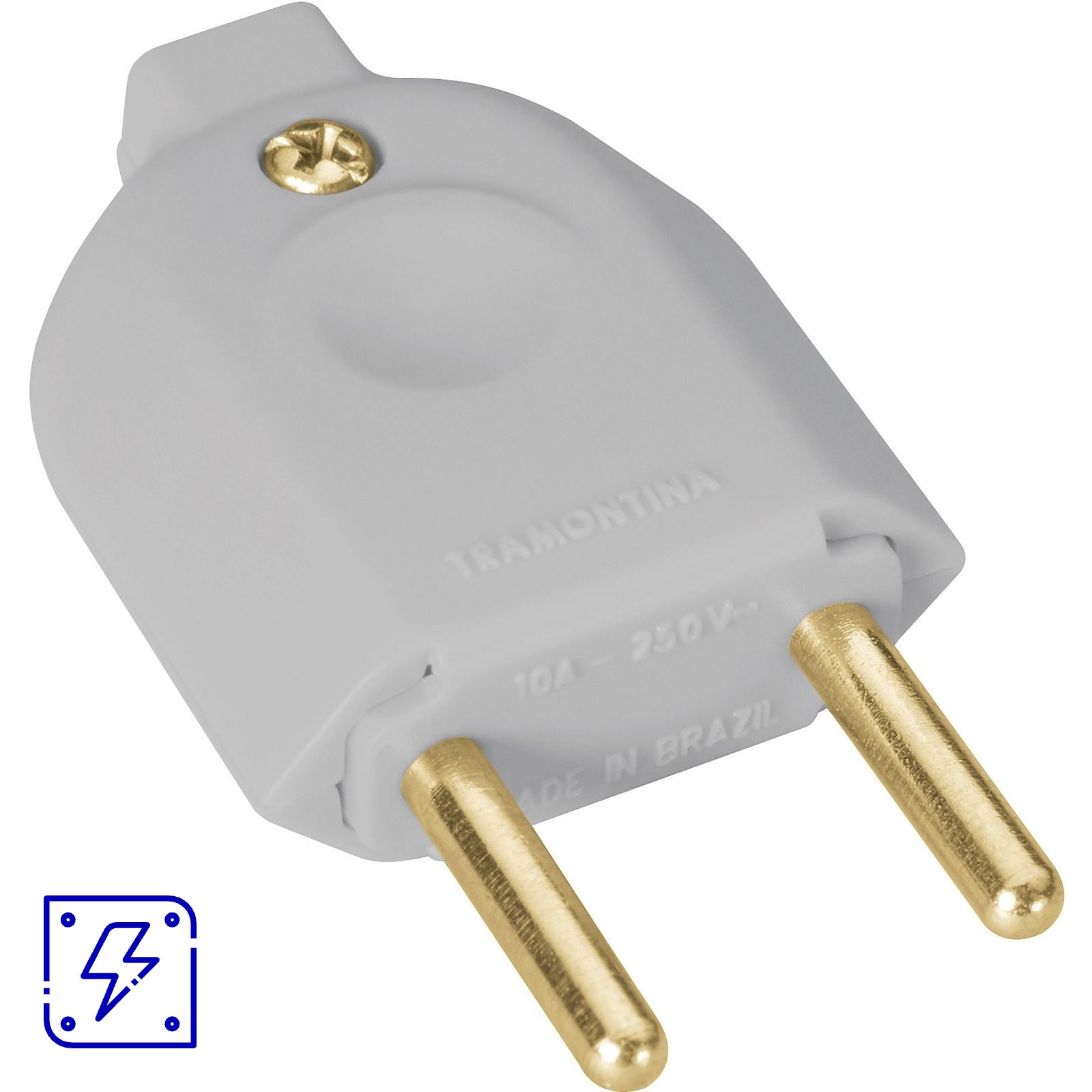 Plugue Macho 2P 10 A 250 V Tramontina Cinza 800 UNIDADES EMB.MINIMA