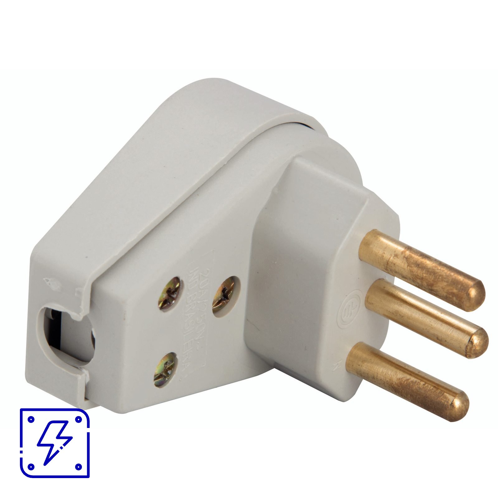 Plugue Angular 2P+T 20 A 250 V Tramontina Cinza 50 UNIDADES EMB.MINIMA