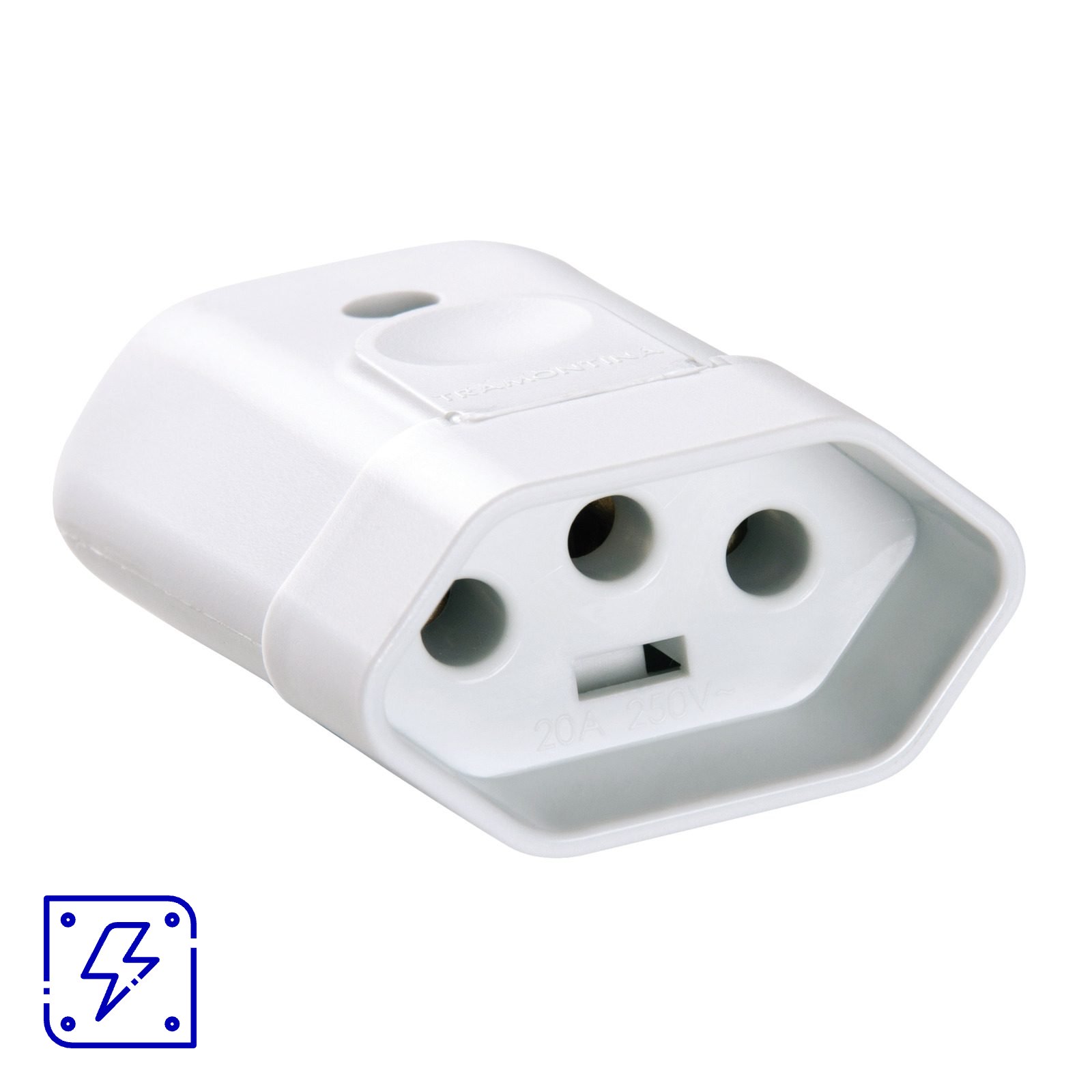 Plugue Fêmea 2P+T 10 A 250 V Tramontina Branco 50 UNIDADES EMB.MINIMA