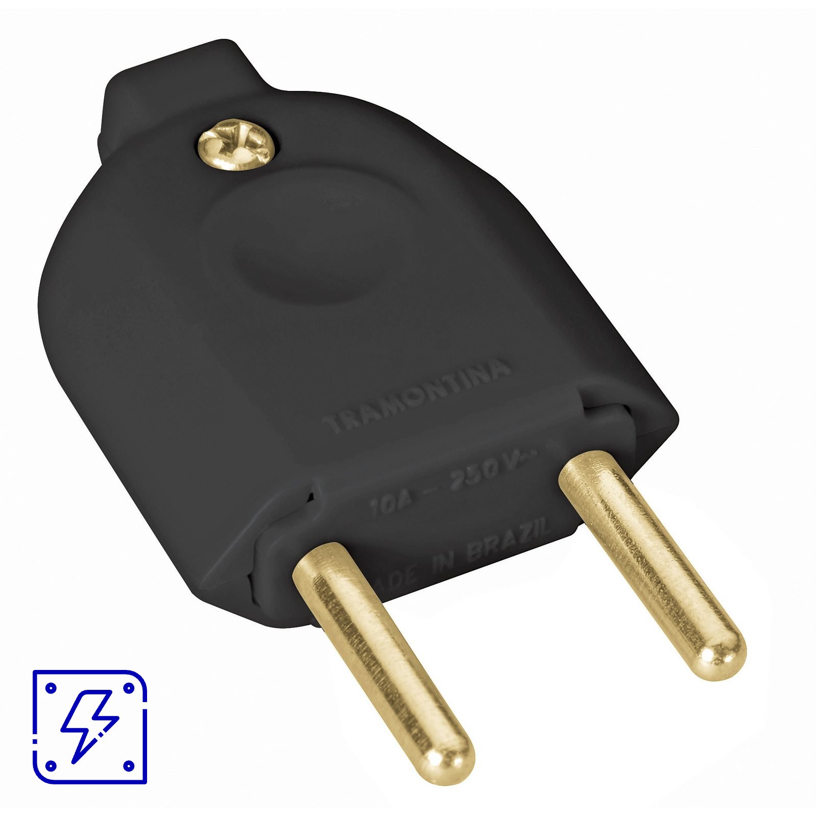 Plugue Macho 2P 10 A 250 V Tramontina Preto 800 UNIDADES EMB.MINIMA