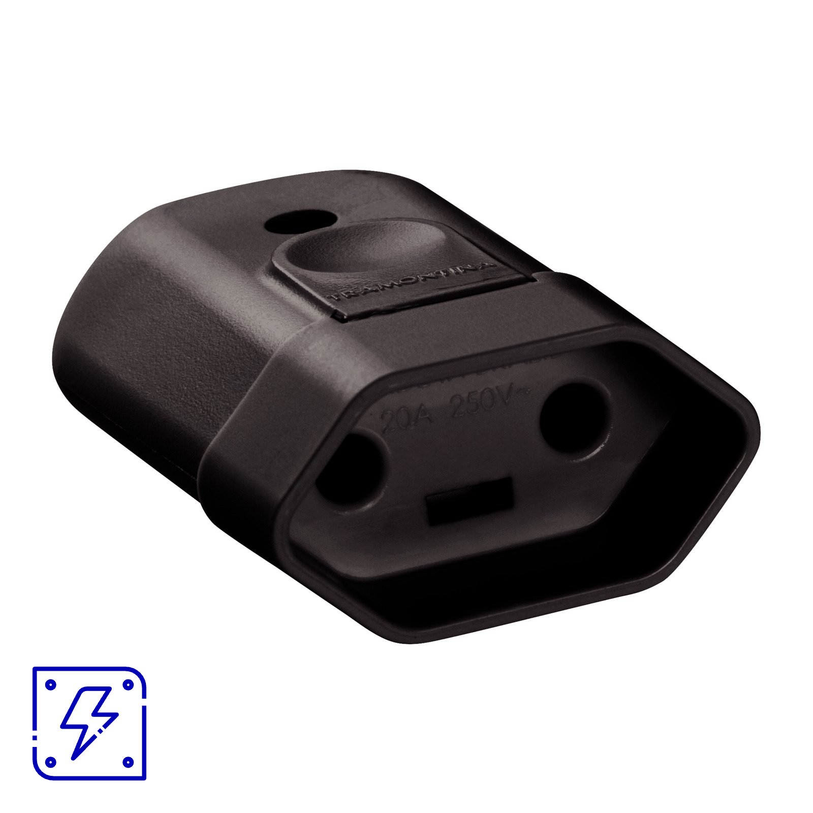 Plugue Fêmea 2P 20 A 250 V Tramontina Preto 50 UNIDADES EMB.MINIMA