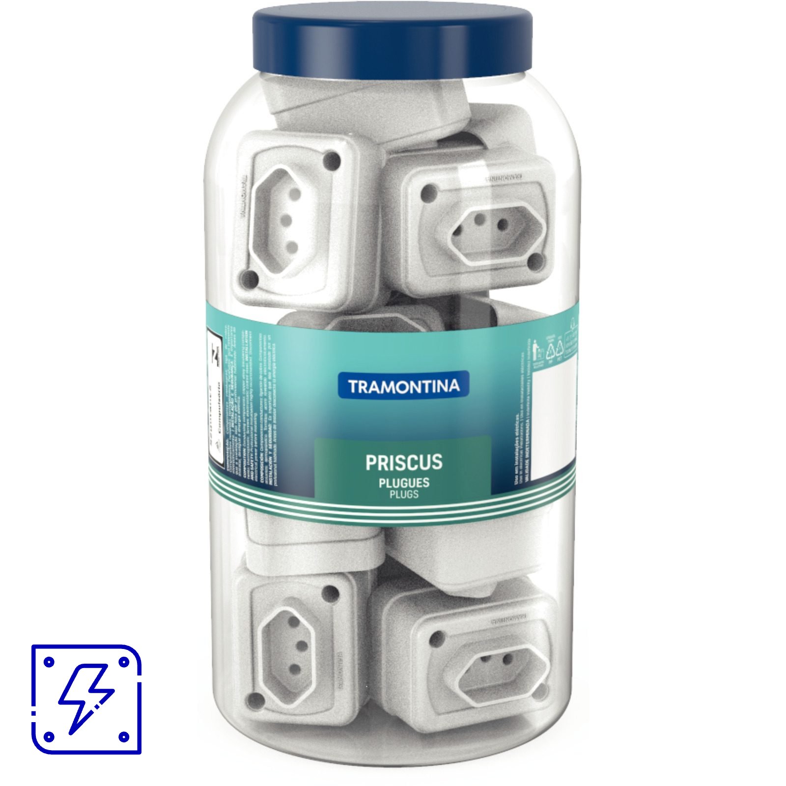 Tomada 2P+T 10 A 250 V Tramontina Retangular Branca Pote com 16 Unidades 32 UNIDADES EMB.MINIMA
