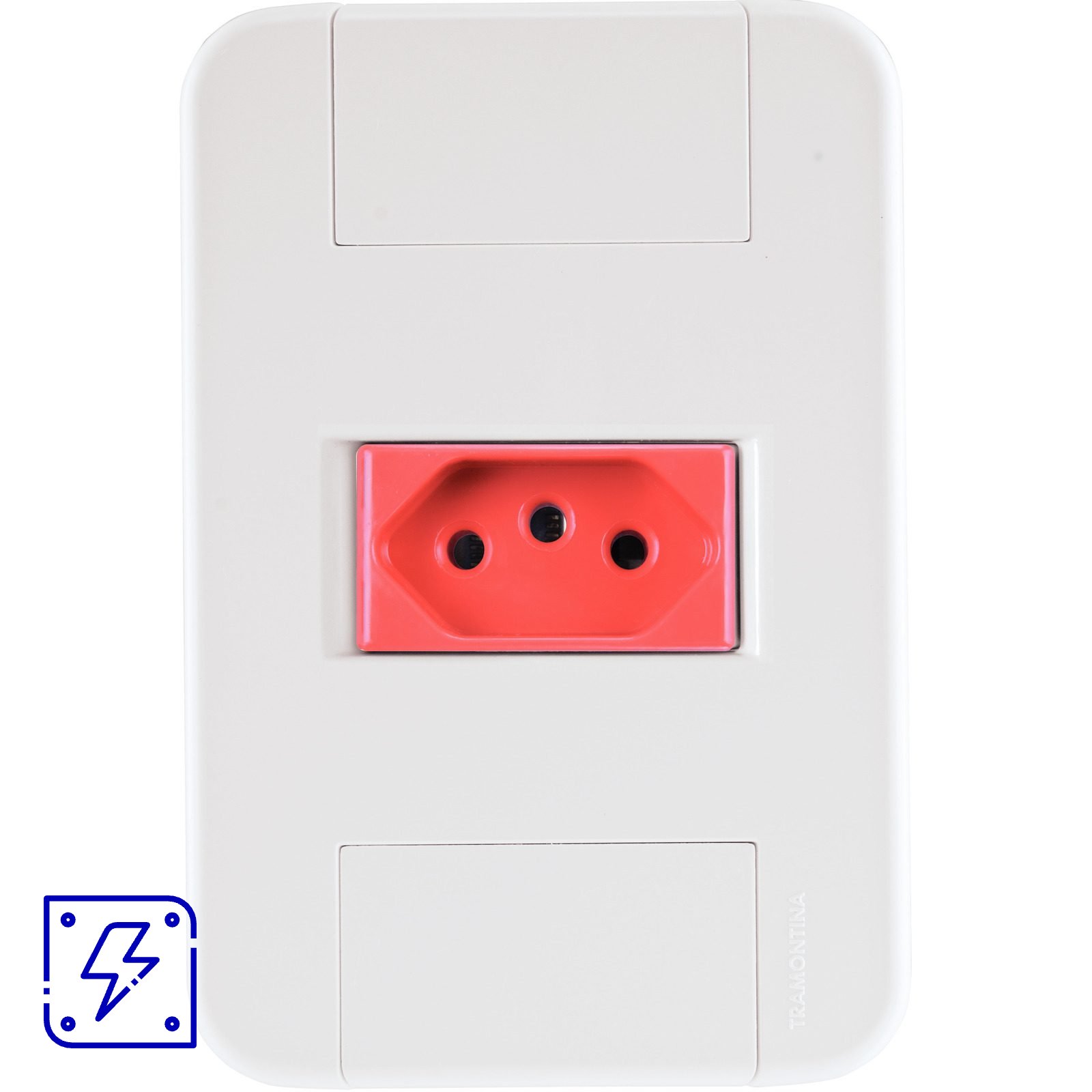 Conjunto 4x2 com 1 Tomada 2P+T 20 A 250 V Tramontina Tablet Branco e Vermelho 10 UNIDADES EMB.MINIMA