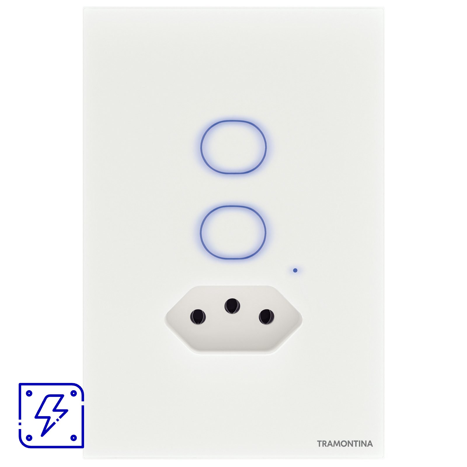Interruptor Onne Smart Tramontina Branco com 2 Teclas e 1 Tomada 2P+T 10 A 250 V 1 UNIDADES EMB.MINIMA